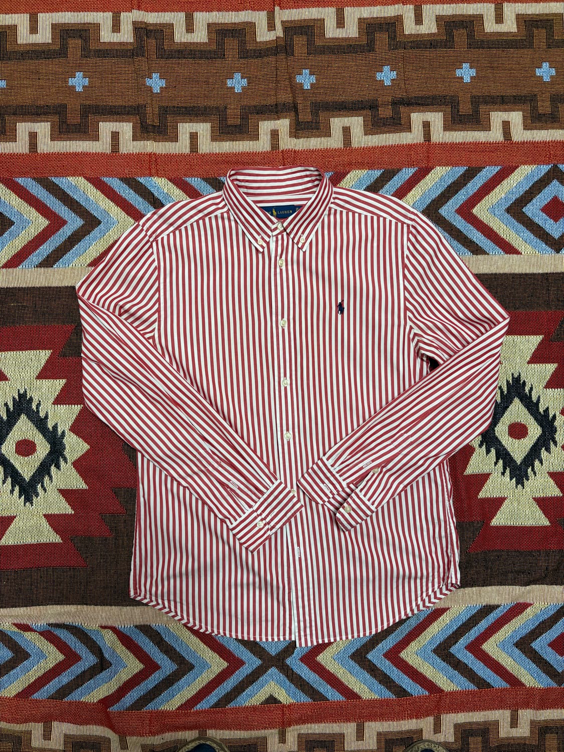 여성55) 폴로 랄프로렌 스트라이프 셔츠 레드 상품이미지1