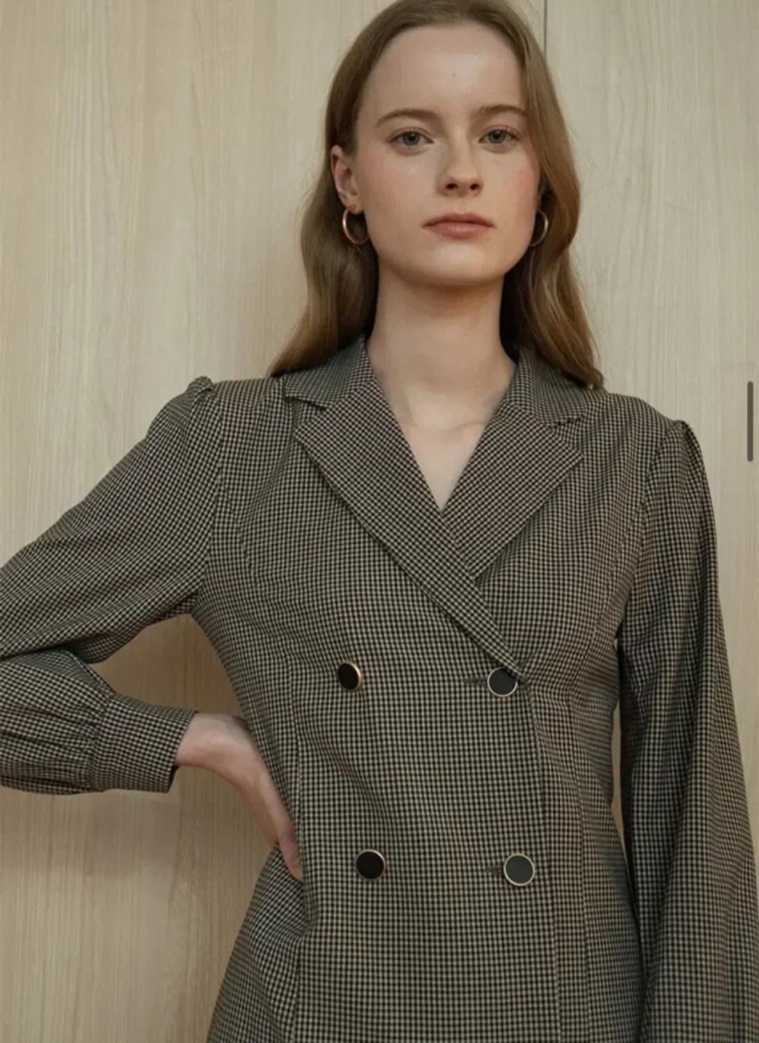 아워코모스 체크 자켓 원피스 상품이미지3