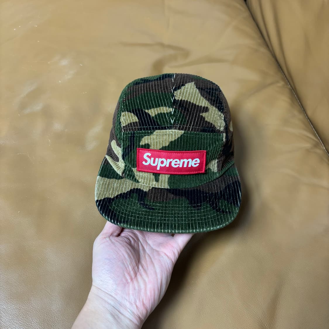 슈프림 캠프캡 모자 박스로고 코듀로이 우드랜드 카모 상품이미지2