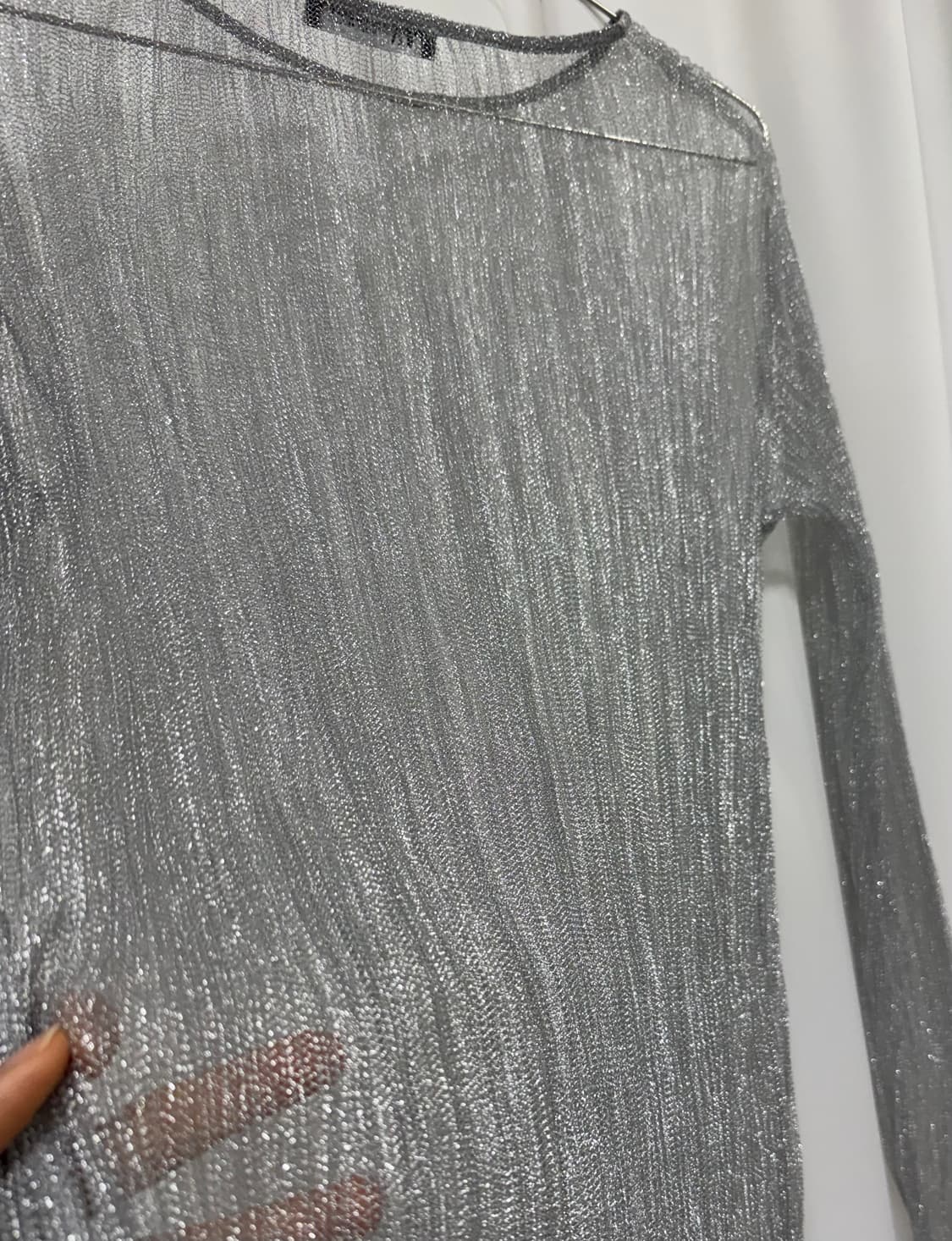 ZARA 자라 시스루 실버 레이어드용 긴팔티 상품이미지6