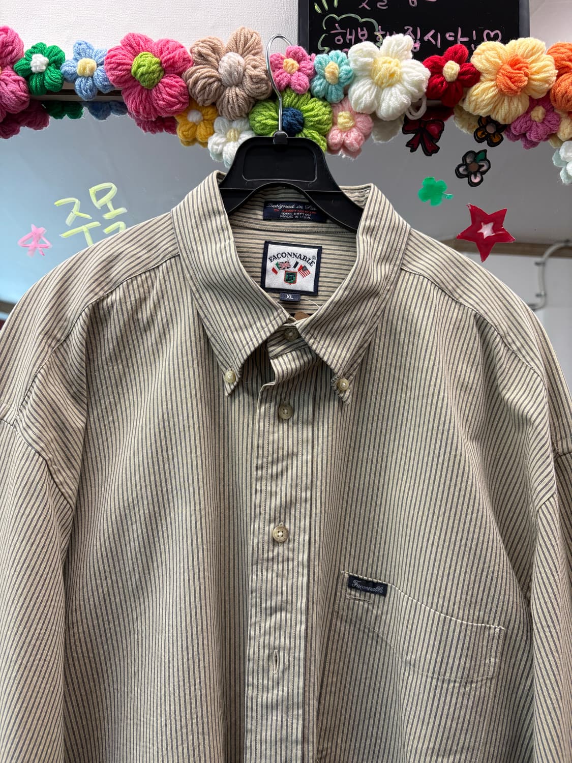 USA 빈티지 긴팔 스트라이프 셔츠 XL 상품이미지2