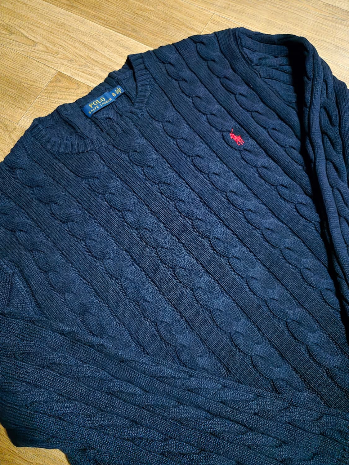 폴로 랄프로렌 남성 네이비 케이블 니트(XL사이즈) 상품이미지2