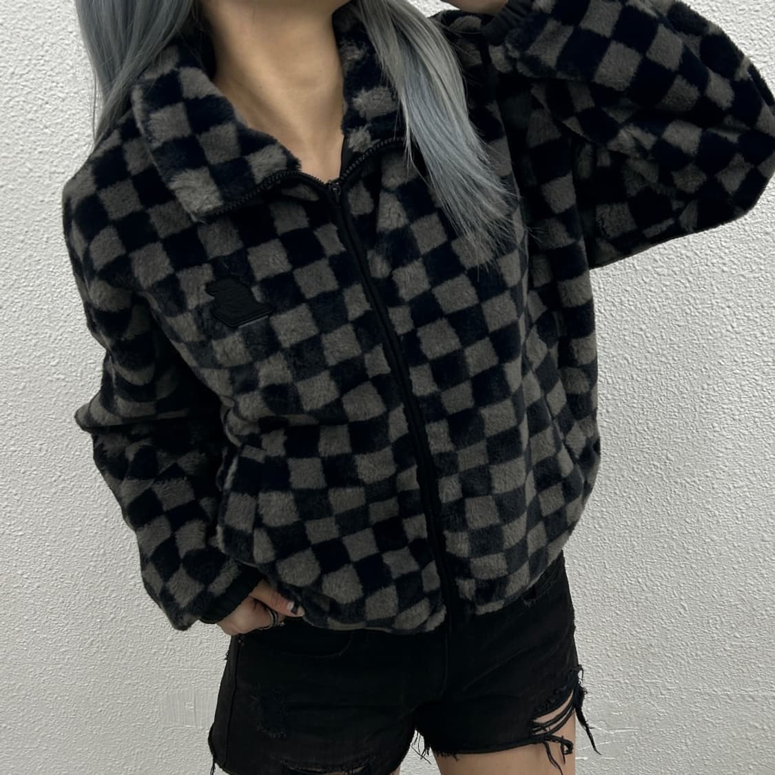 NBA 차콜 체커보드 후리스 집업 XS 상품이미지1