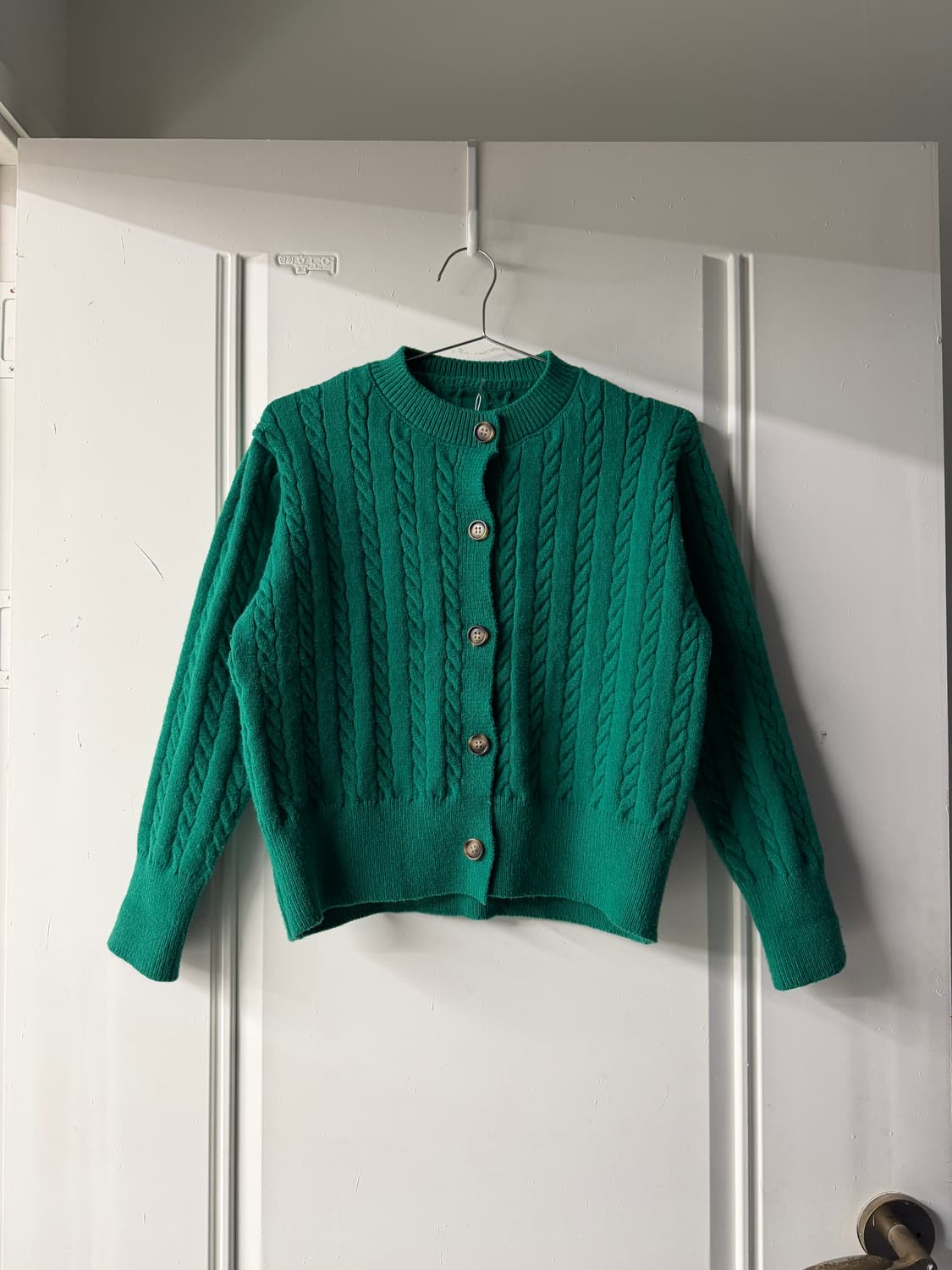 일본빈티지 그린 꽈배기 니트가디건 상품이미지3