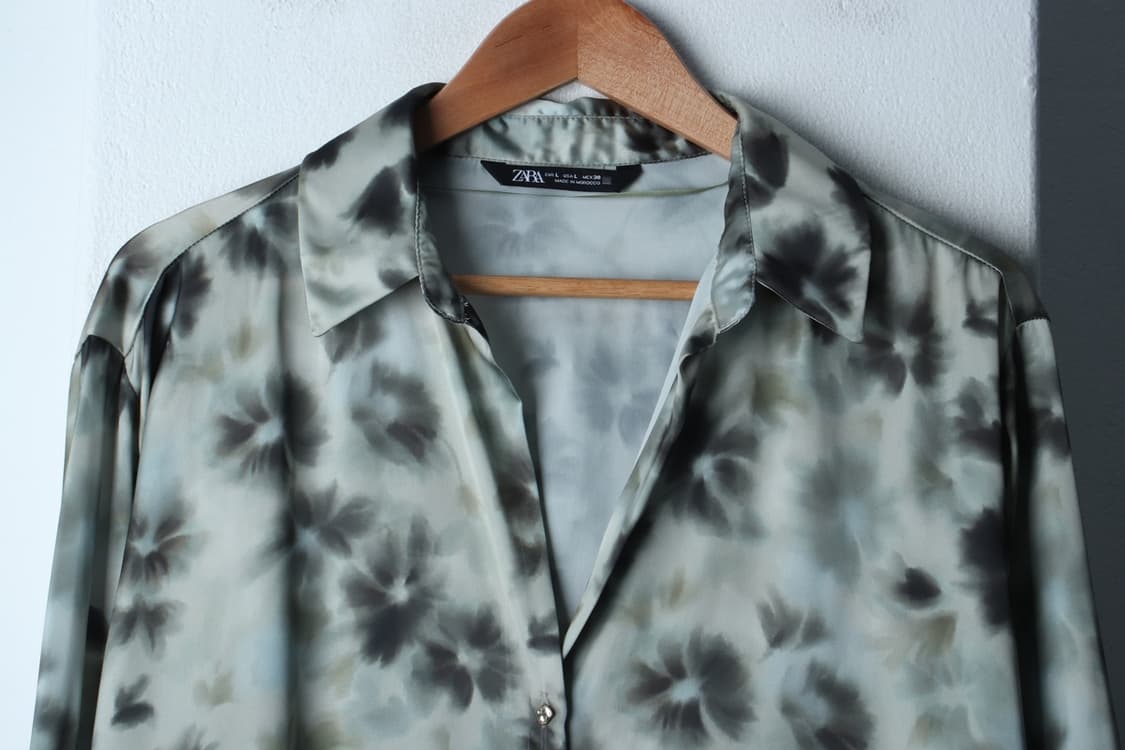 W(XL) 자라 셔츠 남방 블라우스 그린 패턴 유니크-H30895 상품이미지3