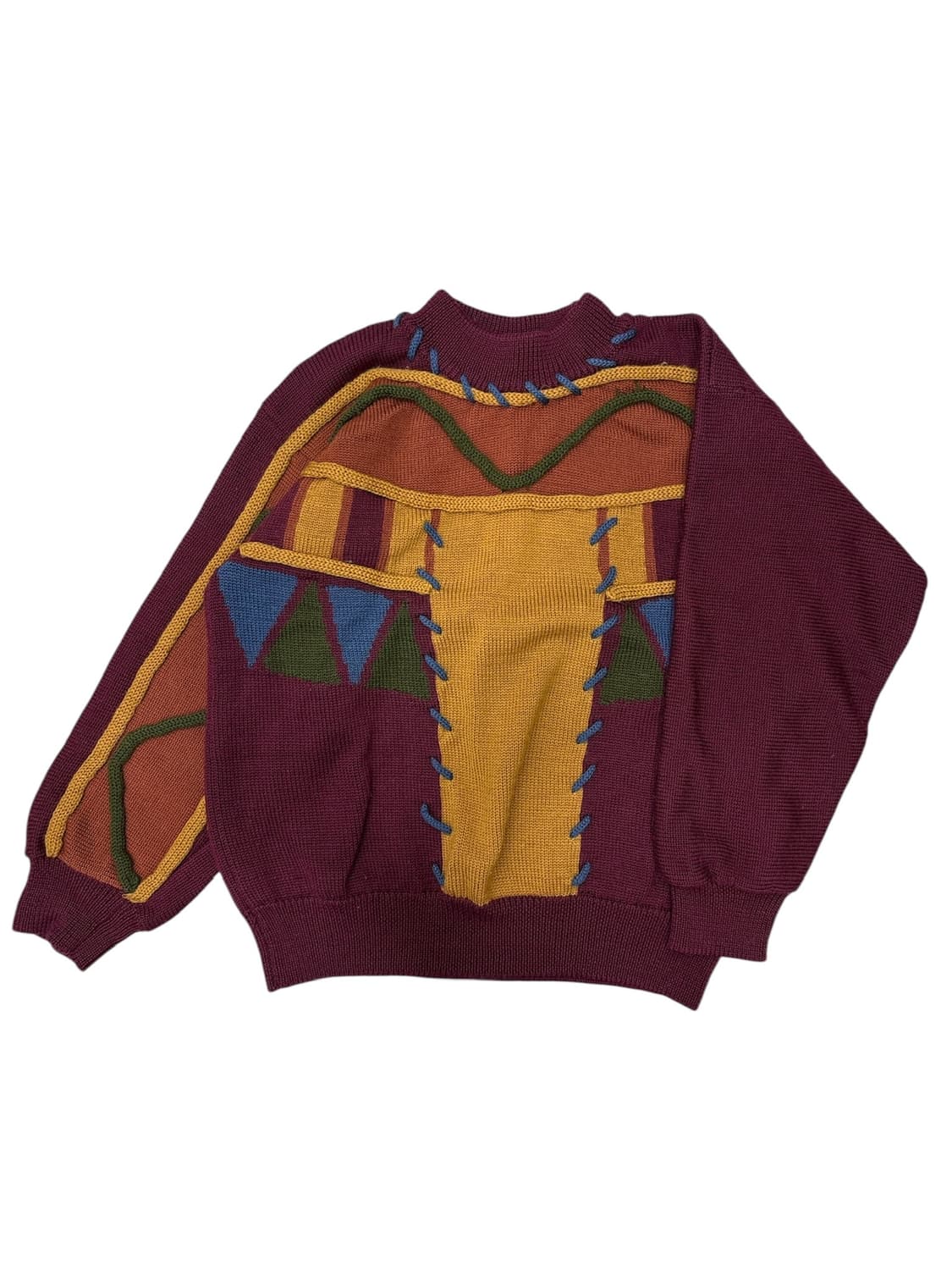 버건디 케이블 유니크 니트 상품이미지3