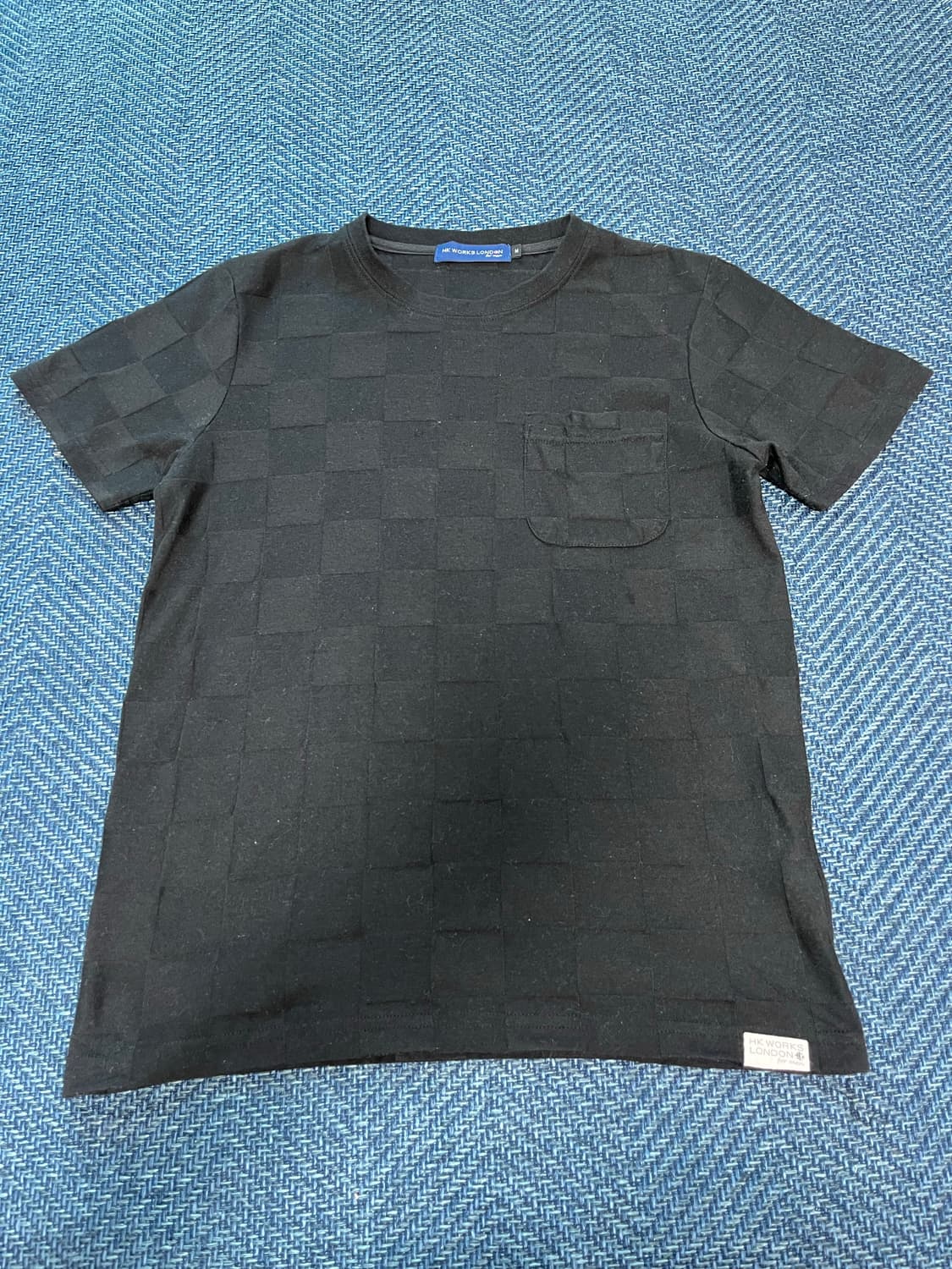 HK WORKS LONDON 블랙 체크 포켓 반팔티 M 상품이미지1