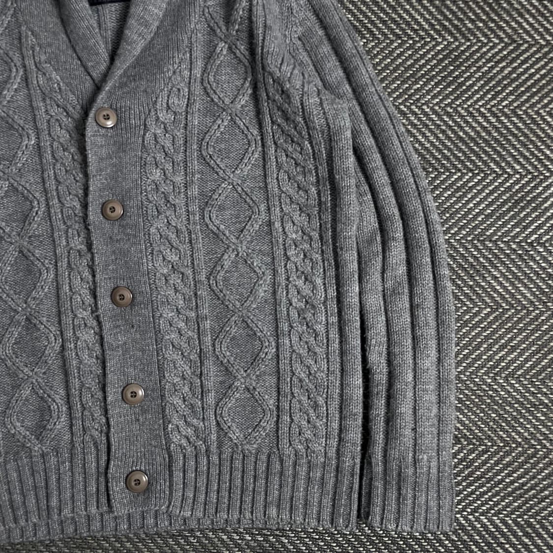TRAD CLUB 케이블 꽈배기 니트 가디건 그레이o 5074 상품이미지2