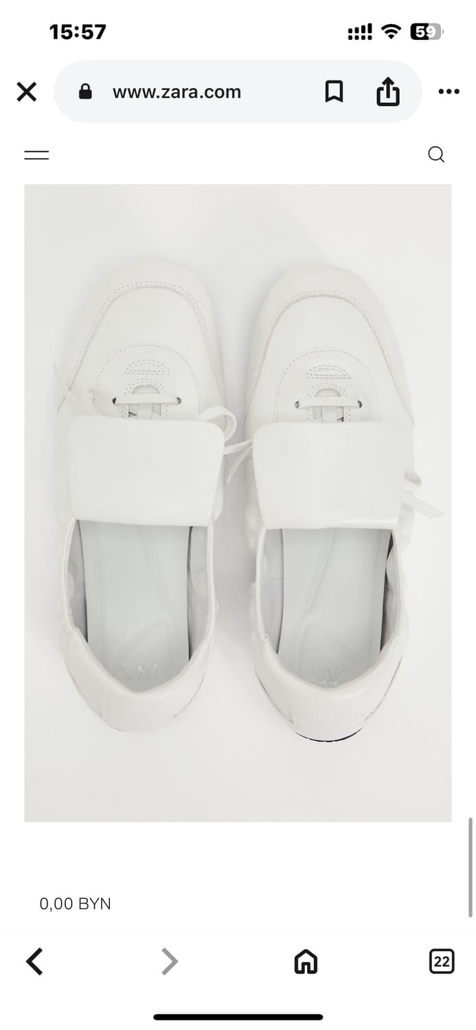 자라 겉감100% 염소가죽 레이스업 플랫슈즈 화이트 41 사이즈 상품이미지2