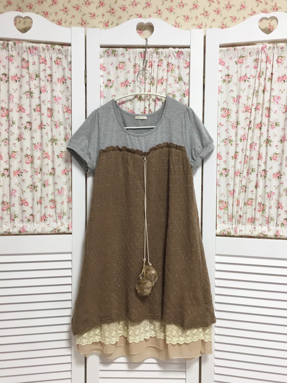 빈티지 모리걸라떼갸루 초코 프릴 반팔 상품이미지3