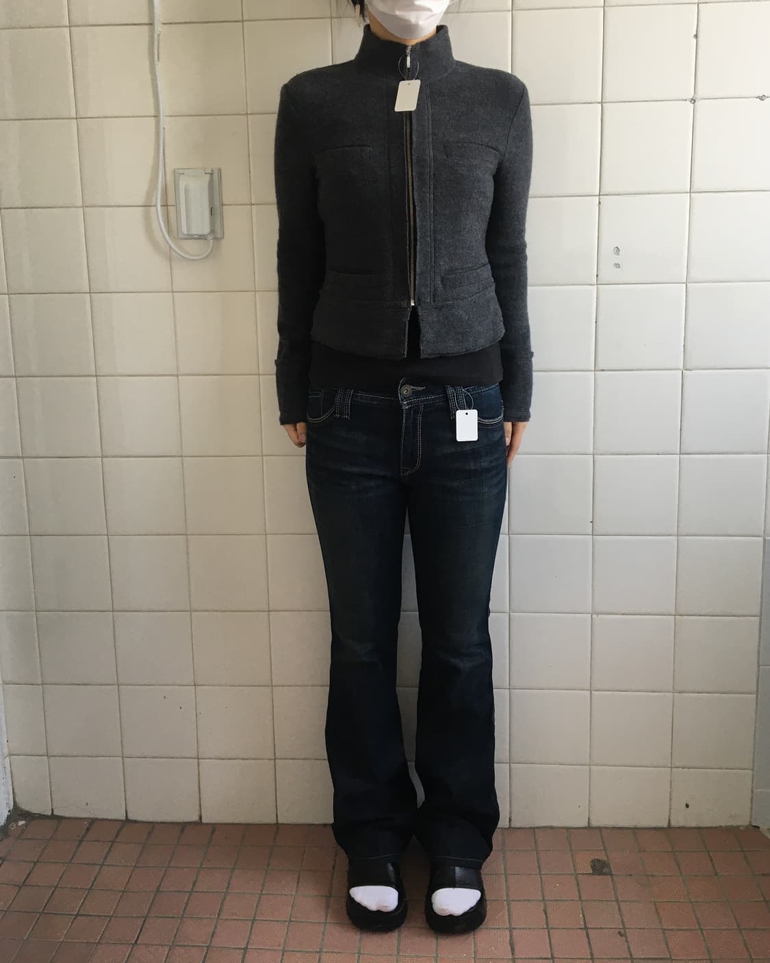 Woolen knit high neck zip up 상품이미지6