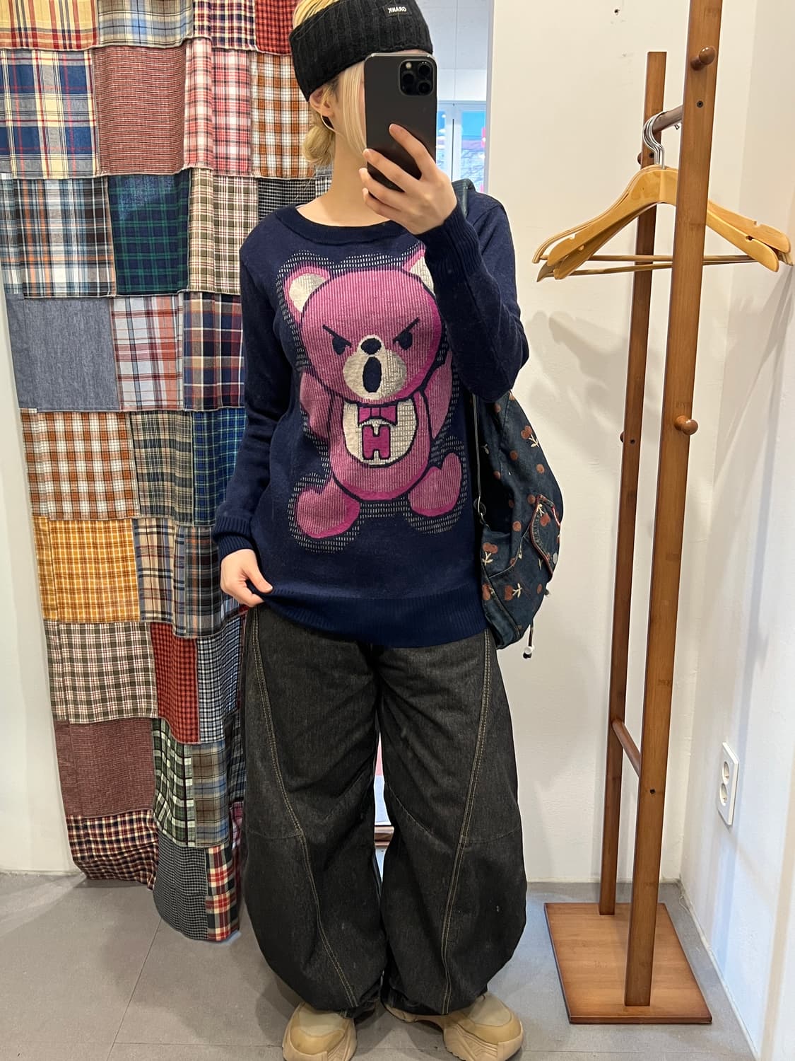 히스테릭글래머 퍽베어 네이비니트 상품이미지1