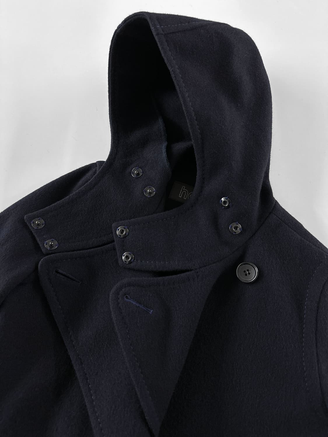 빈티지 Homspun 후디드 울 랩 코트 상품이미지4