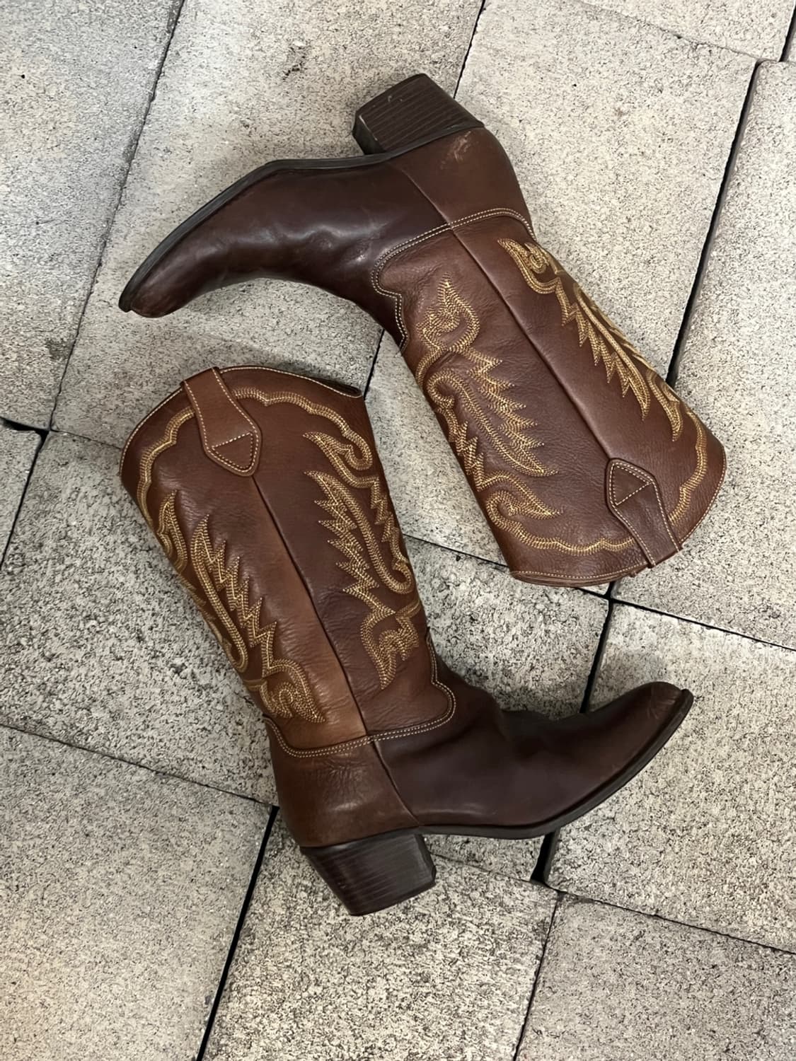 버팔로 브라운 레더 웨스턴 부츠 상품이미지1