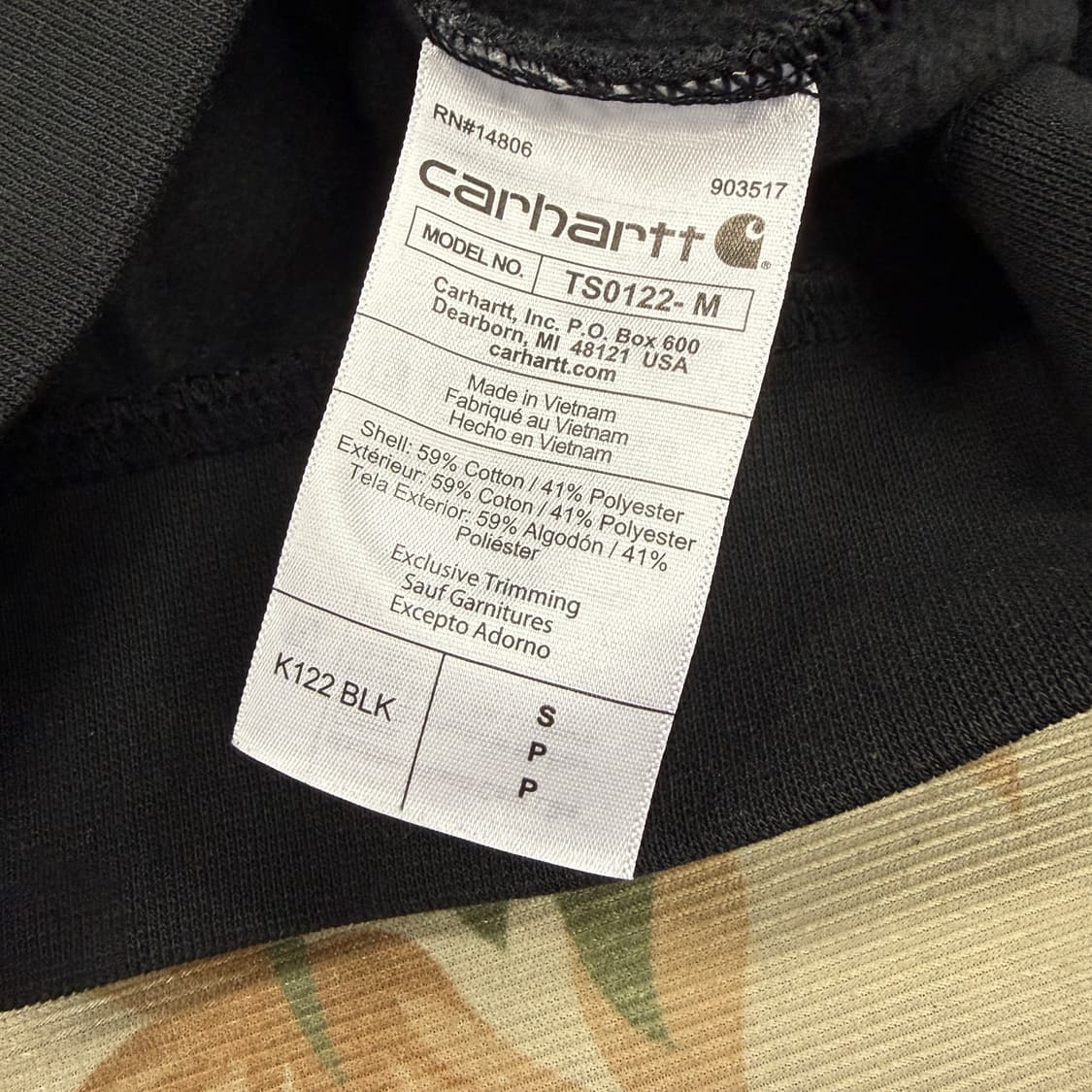 (S)칼하트 Carhartt 루즈핏 후드집업티셔츠(블랙) 상품이미지3