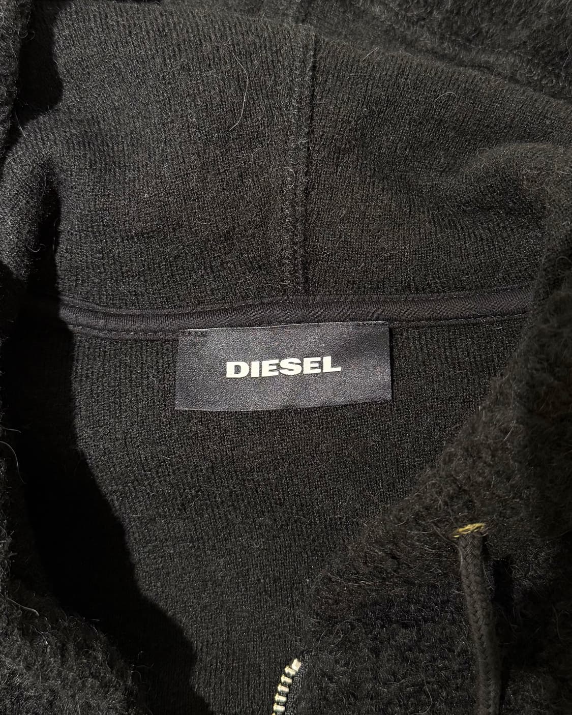 디젤 블랙 테디 플리스 후드 롱 코트  상품이미지8