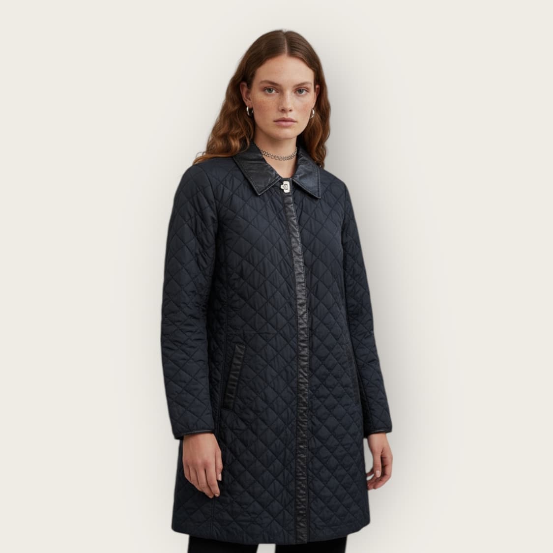 40/ 페라가모 레더 트리밍 퀄팅 패딩 자켓 상품이미지1