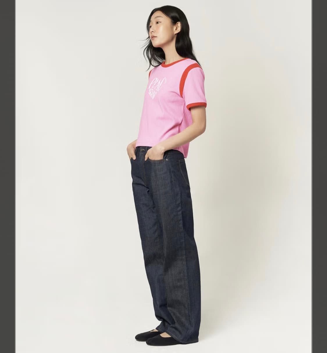 26) 플랙 로그 콘밀원단 하이라이즈 인디고 청바지 데님팬츠 상품이미지1