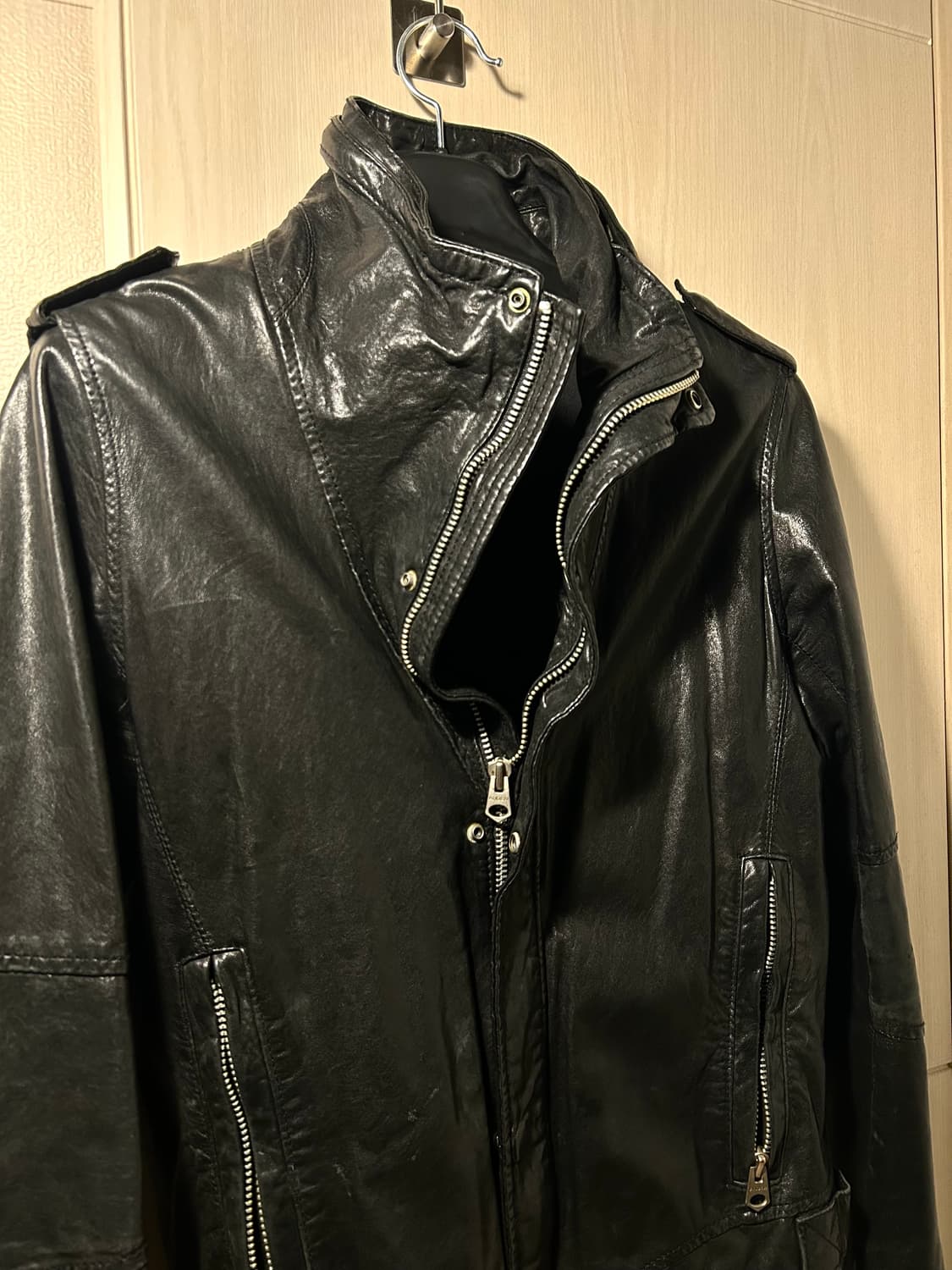 Sheep Skin High Neck Leather Jacket 상품이미지6