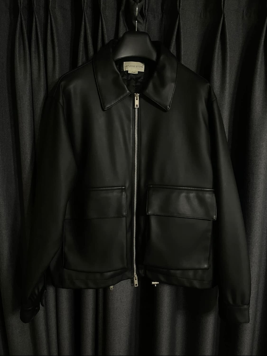 라퍼지스토어 버핑레더 미니멀 포켓 블루종 매트 블랙 L 상품이미지1