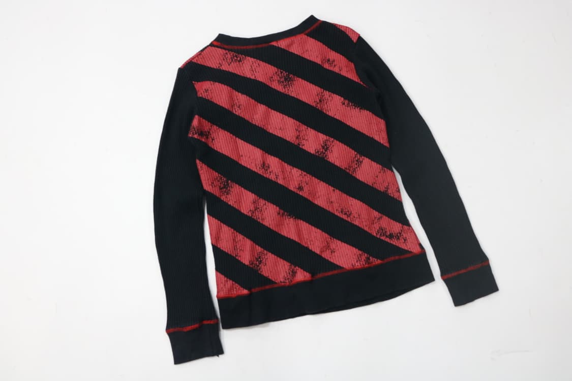 SAUCY 빈티지 펑크 스트라이프 피스 마크 와플 티셔츠 (150) 상품이미지7