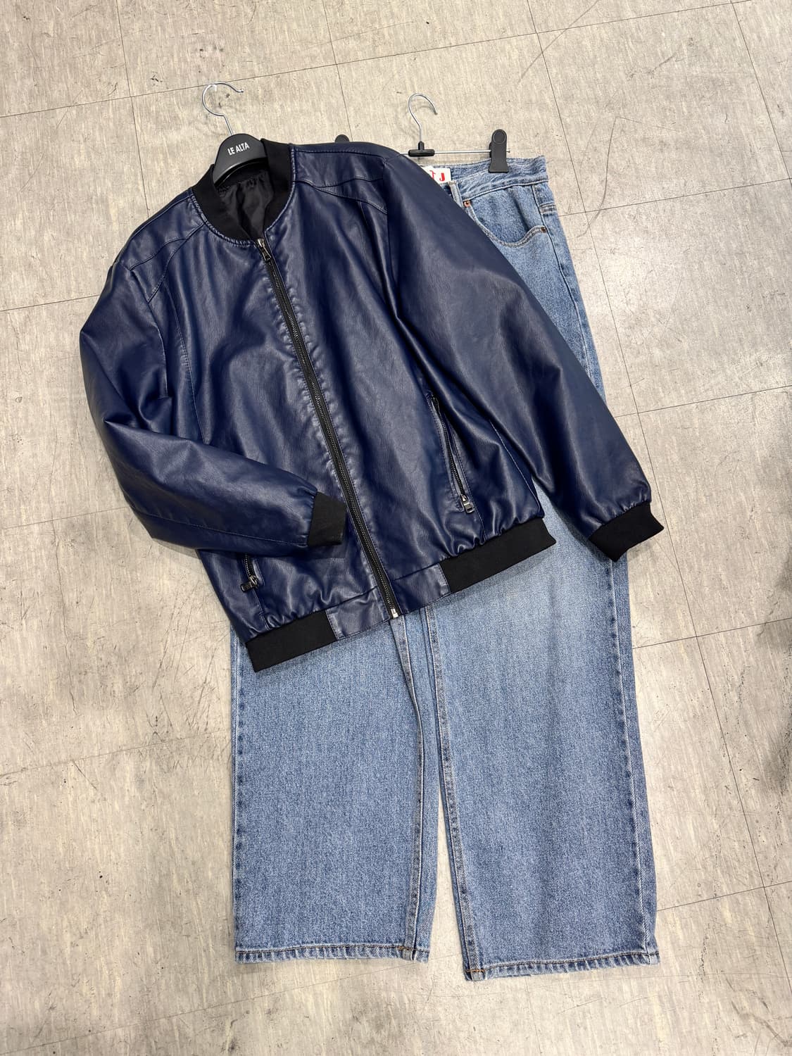 vintage 페이크레더 봄버 상품이미지6