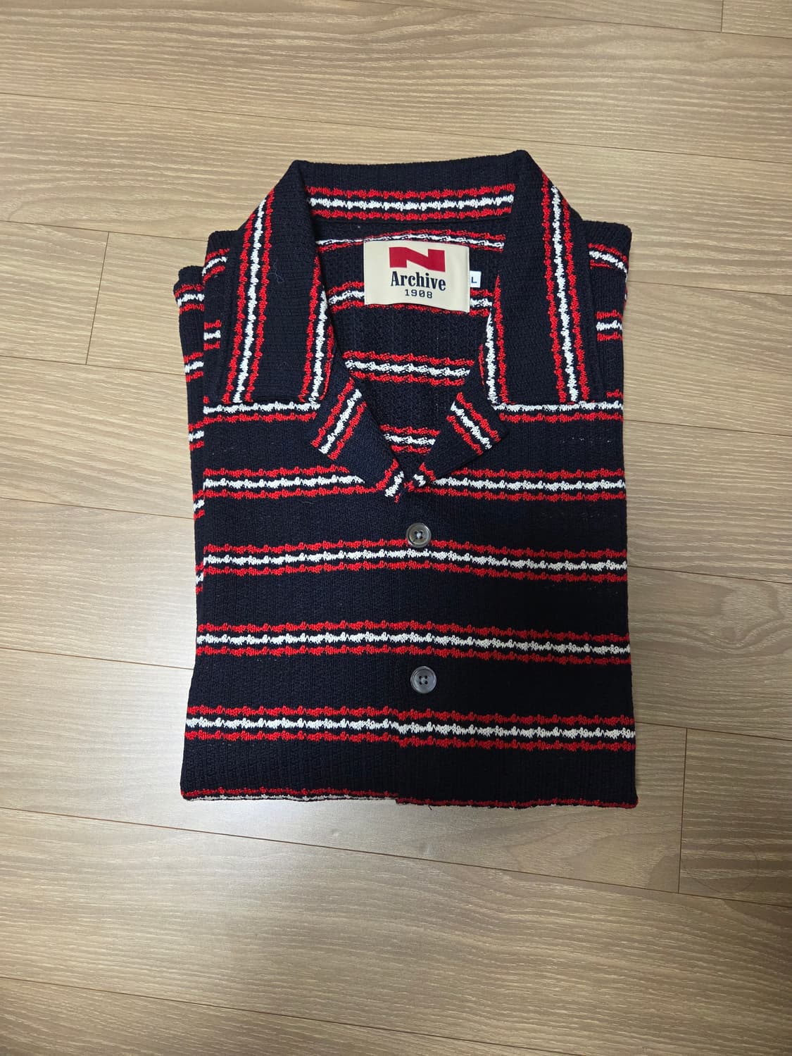 [COLLECTION LINE] 수퍼 파인 코튼 니트 반 팔 셔츠 네이비 상품이미지5