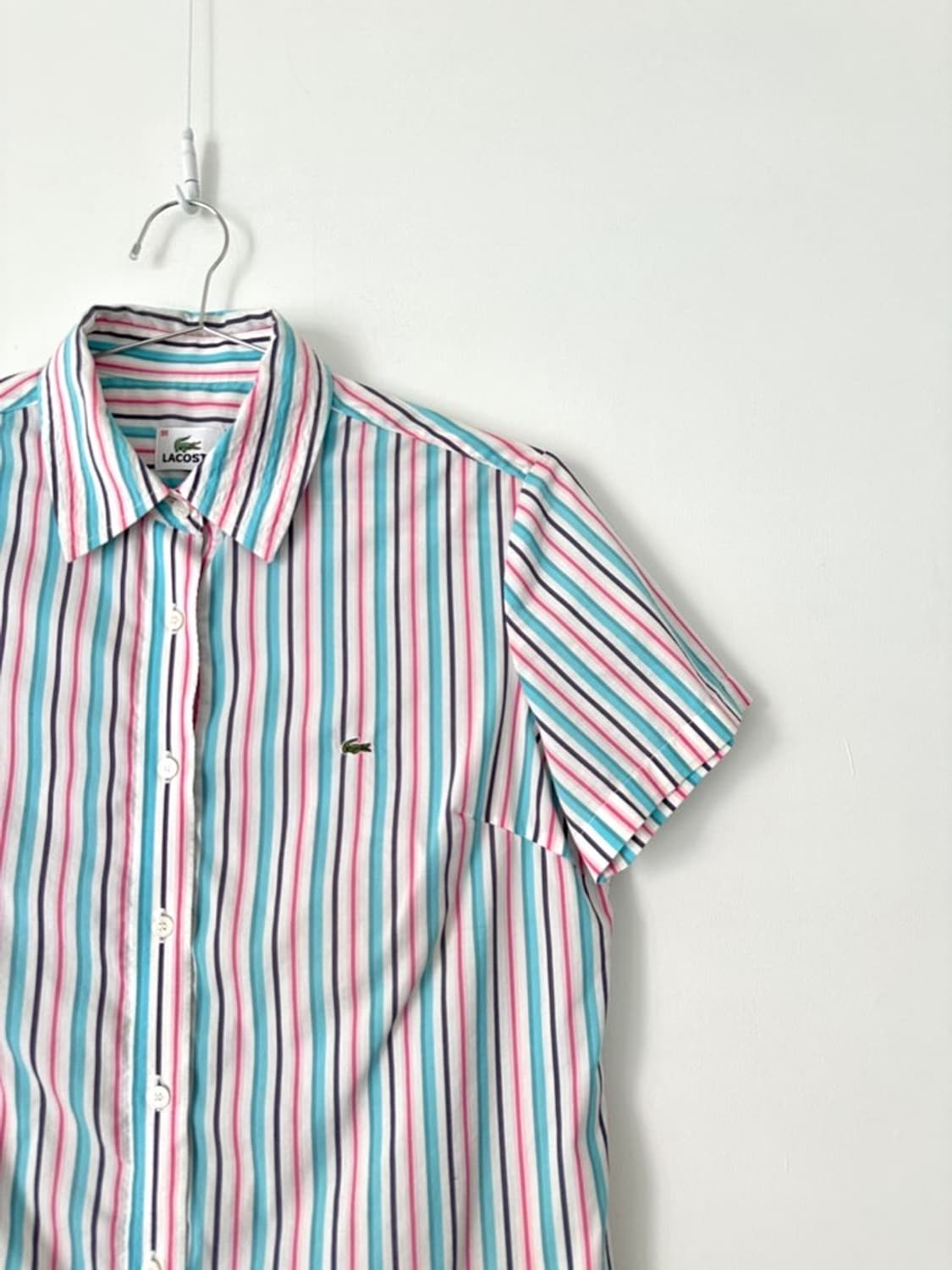 LACOSTE stripe shirt / pink & green 상품이미지3