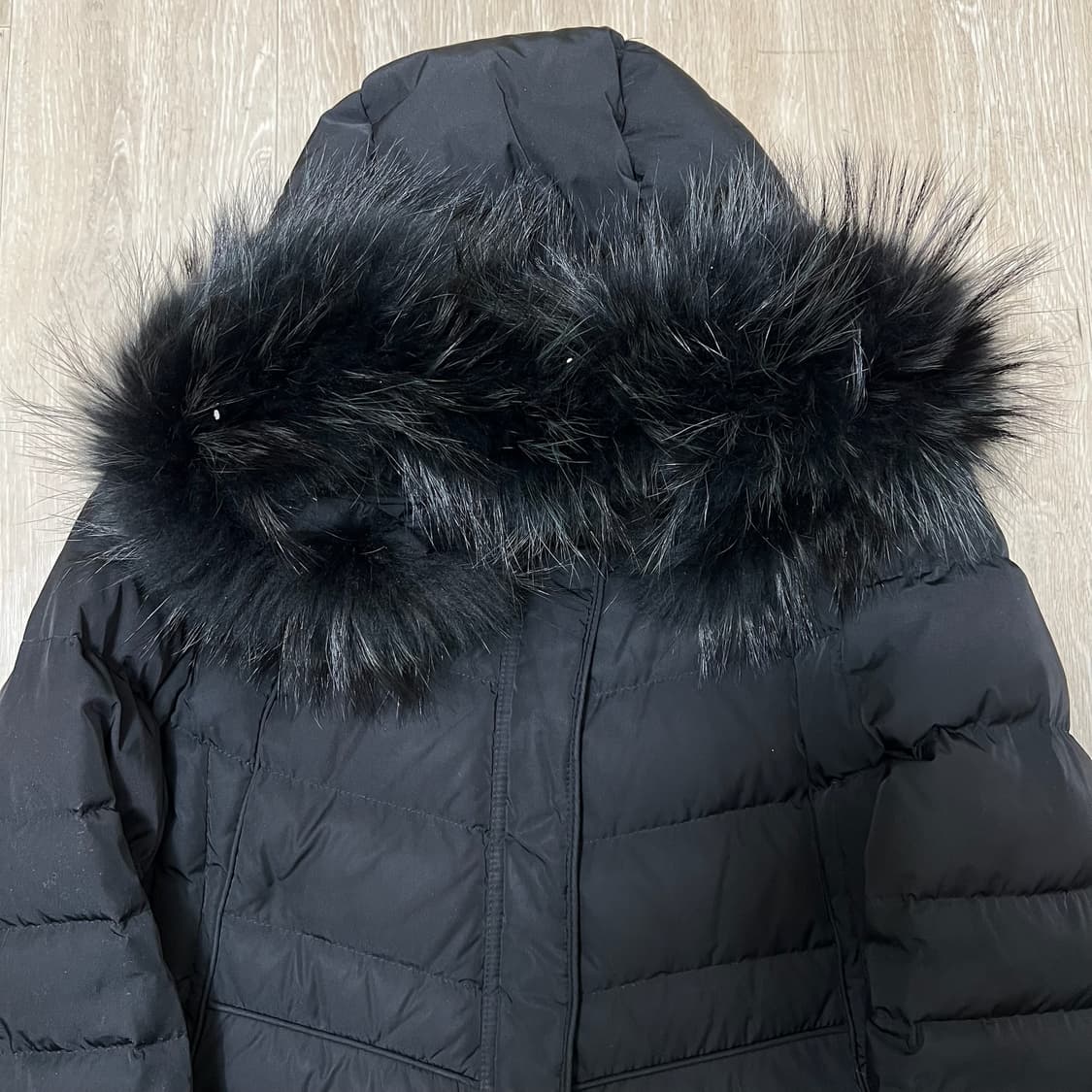 지센 여성 덕다운 라쿤퍼 후드 롱패딩 S/90  상품이미지2