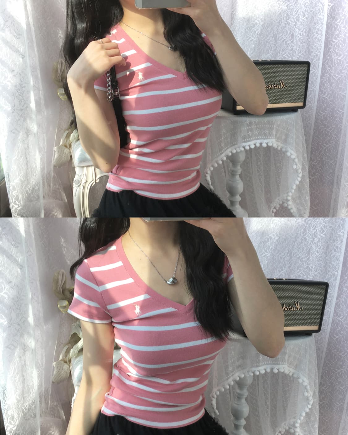 Polo baby pink stripe tee 상품이미지2