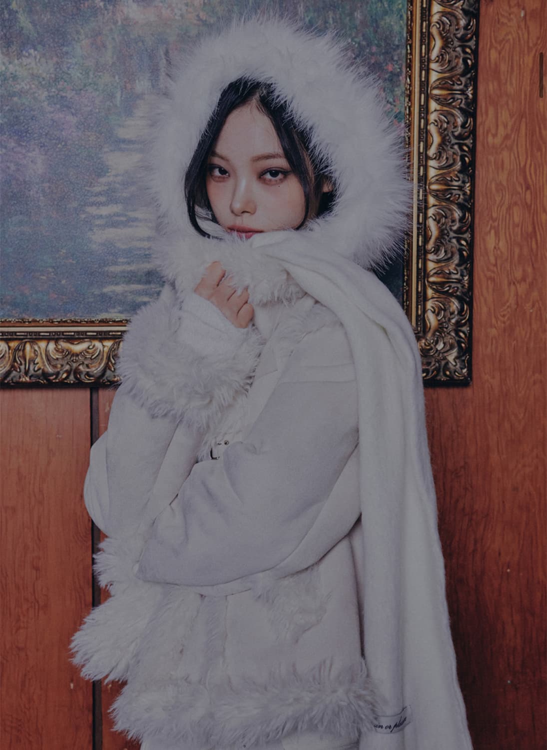 페인오어플레져 CARRIE 후드 머플러 아이보리 상품이미지3