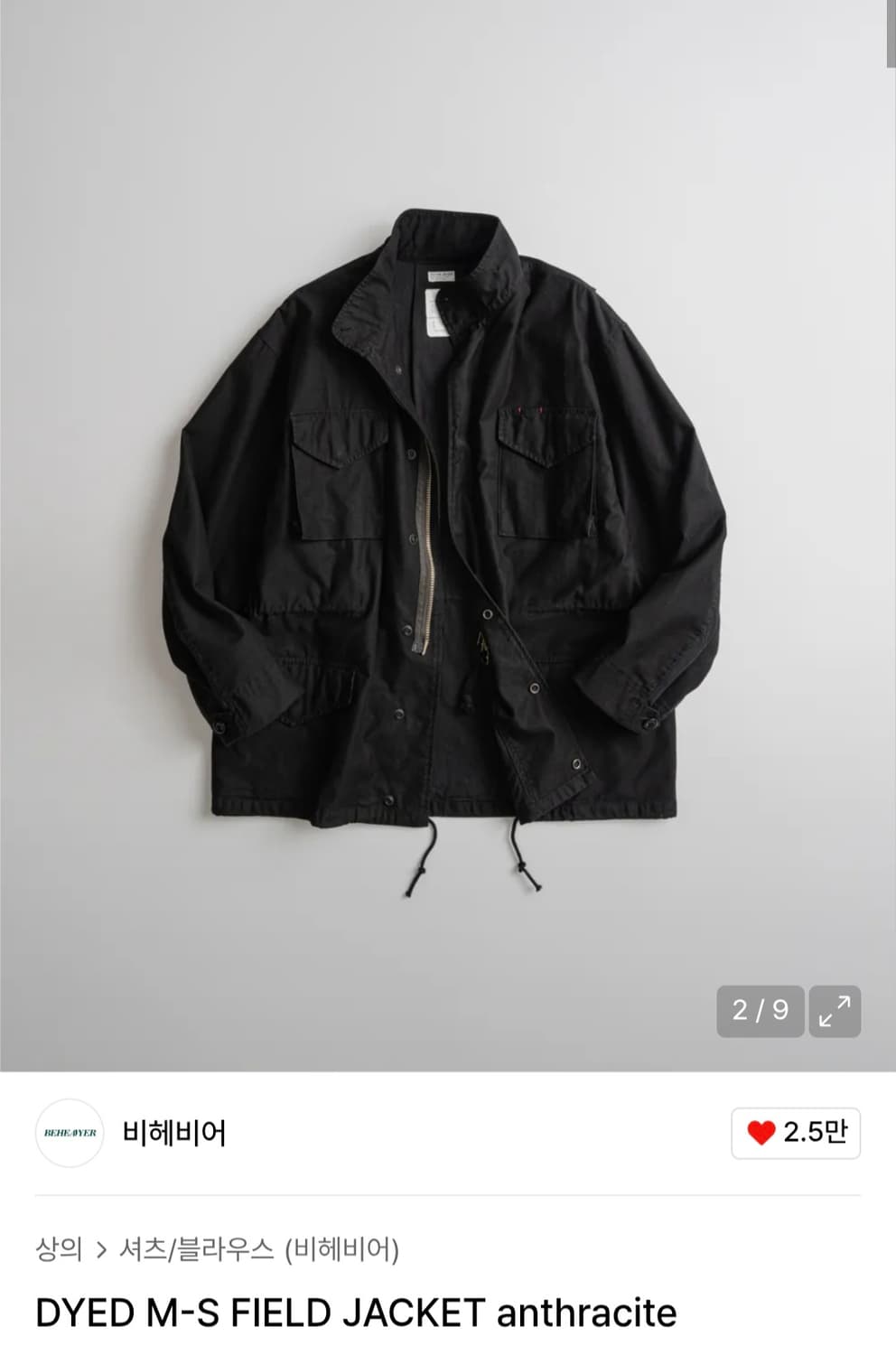 (4) 비헤비어 M-S 필드 자켓 블랙 상품이미지1