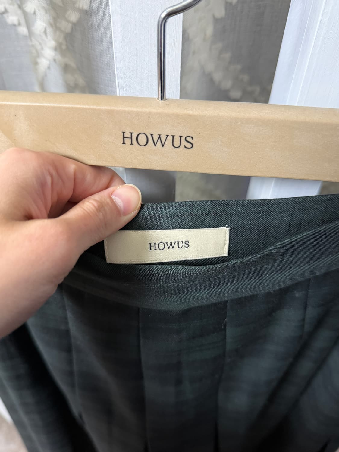 호와스 플리츠스커트 그린블랙 s 상품이미지4