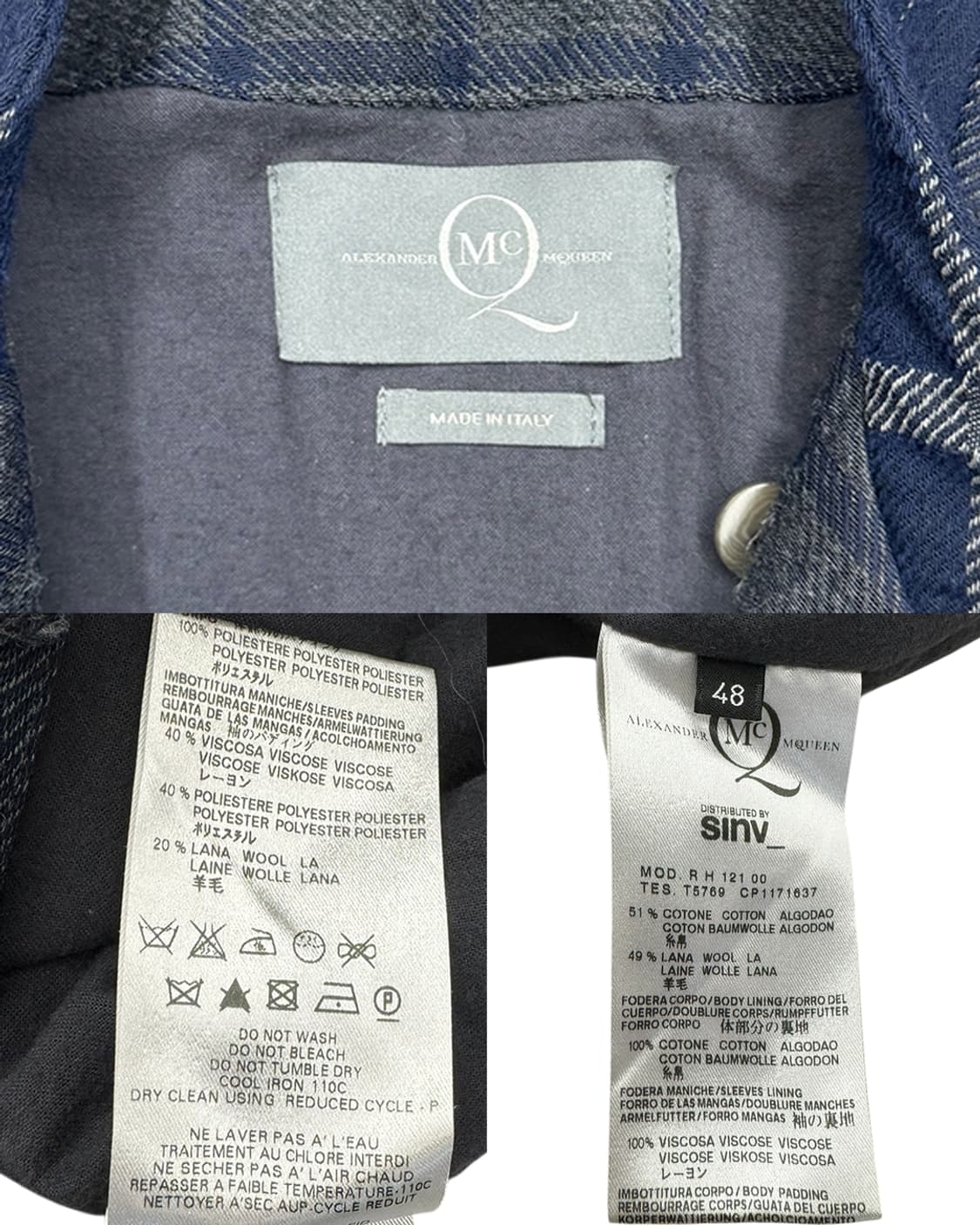 알렉산더 맥퀸 울 체크 라이더 자켓 상품이미지10