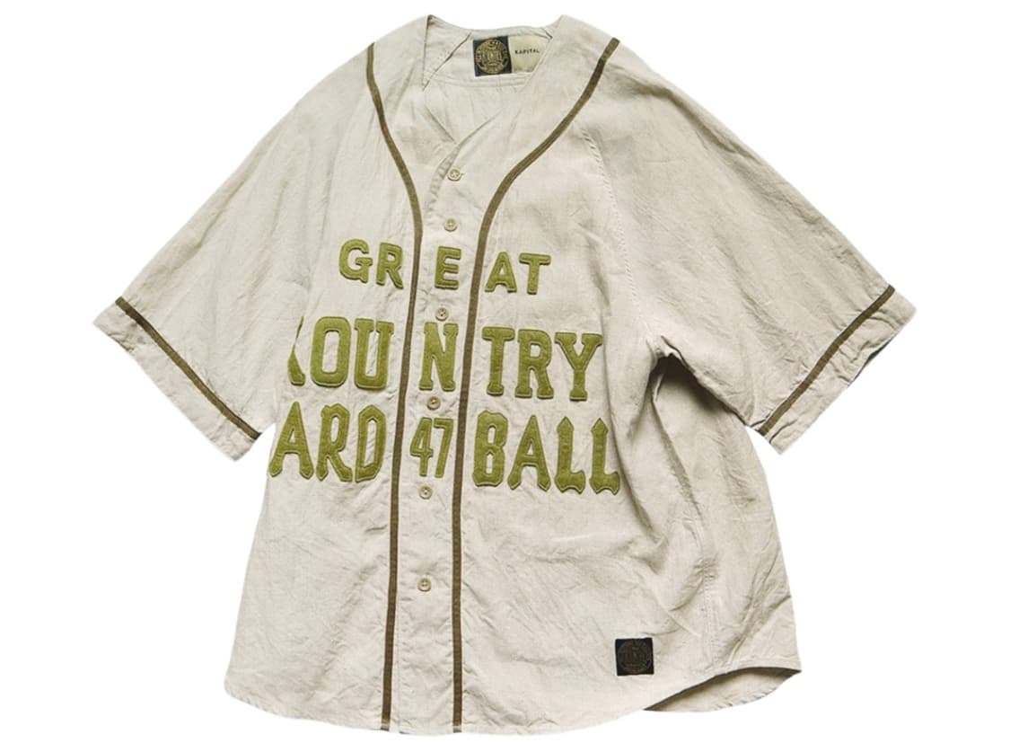 3) 캐피탈 프렌치 리넨 그레이트 컨트리 베이스볼 셔츠 베이지 상품이미지2