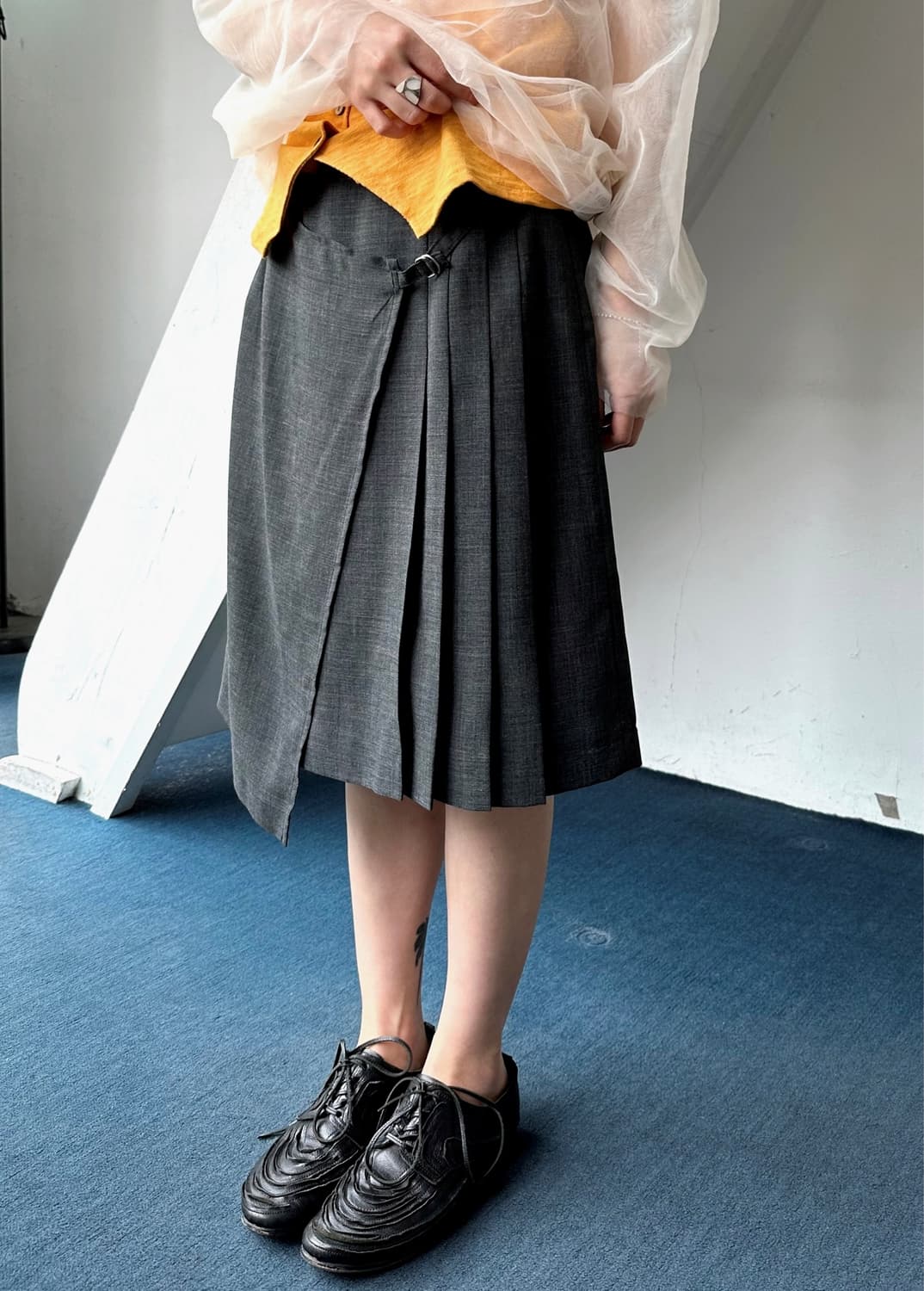 Summer wool poly design mid skirt 상품이미지4