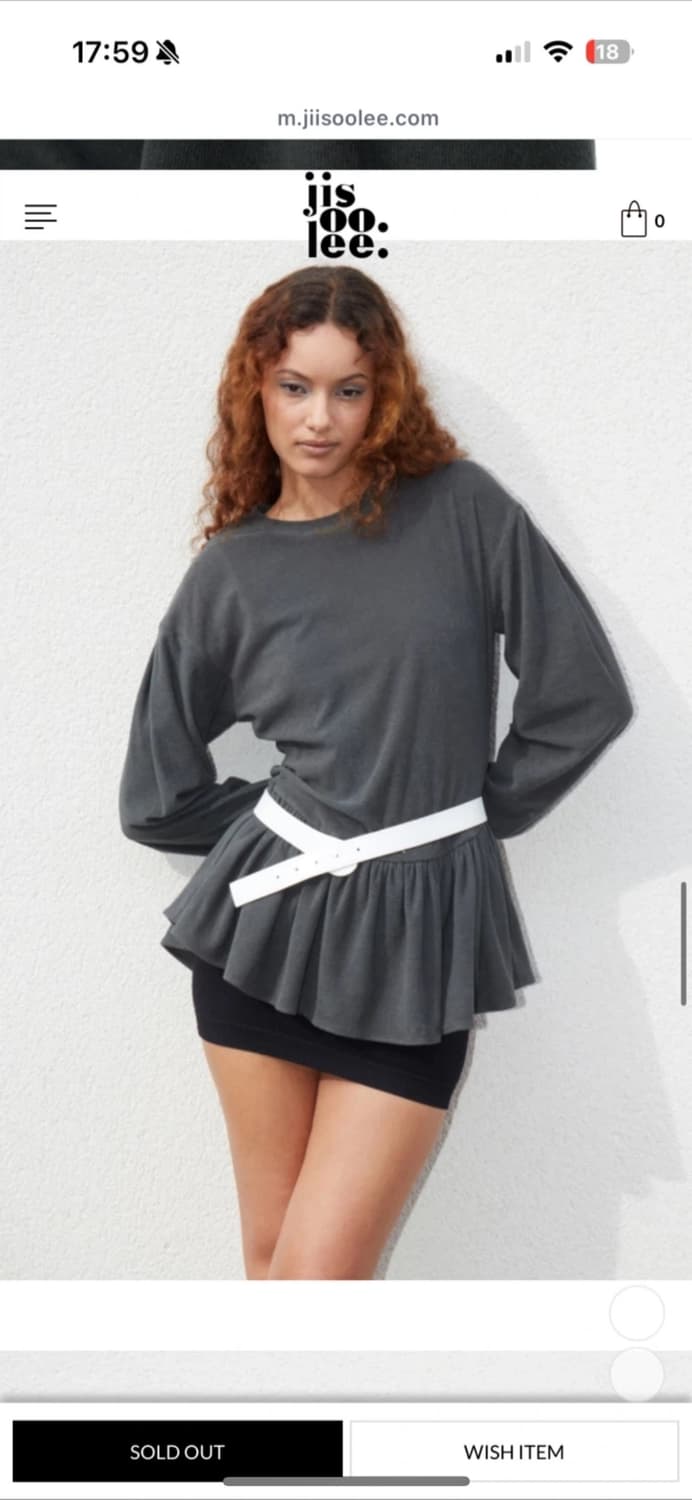 (새상품)Jisoolee 지수리 테리 러플 탑 다크그레이 상품이미지1