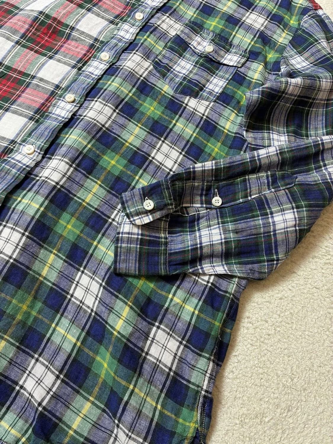 폴로 랄프로렌 10's 린넨 체크 배색 셔츠 PN7481 상품이미지4