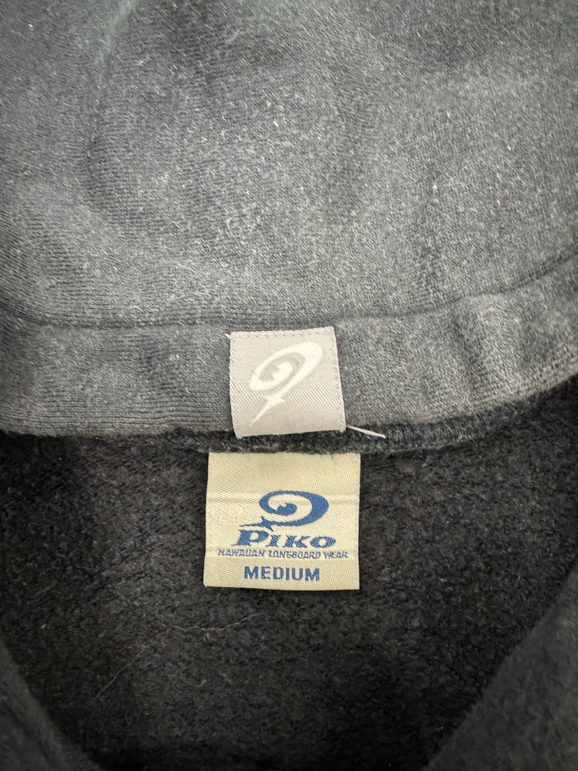 M)PIKO 빈티지 플리스 백프린팅 블랙 후드집업 상품이미지3