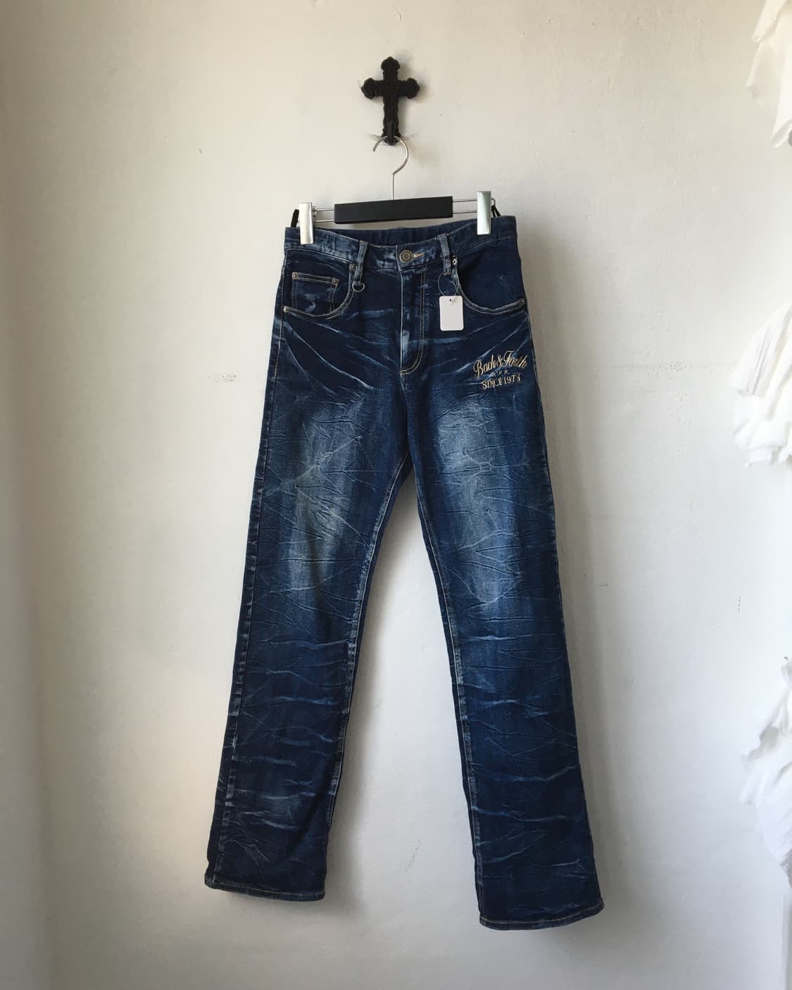 Back lettering patch point washing denim 상품이미지3