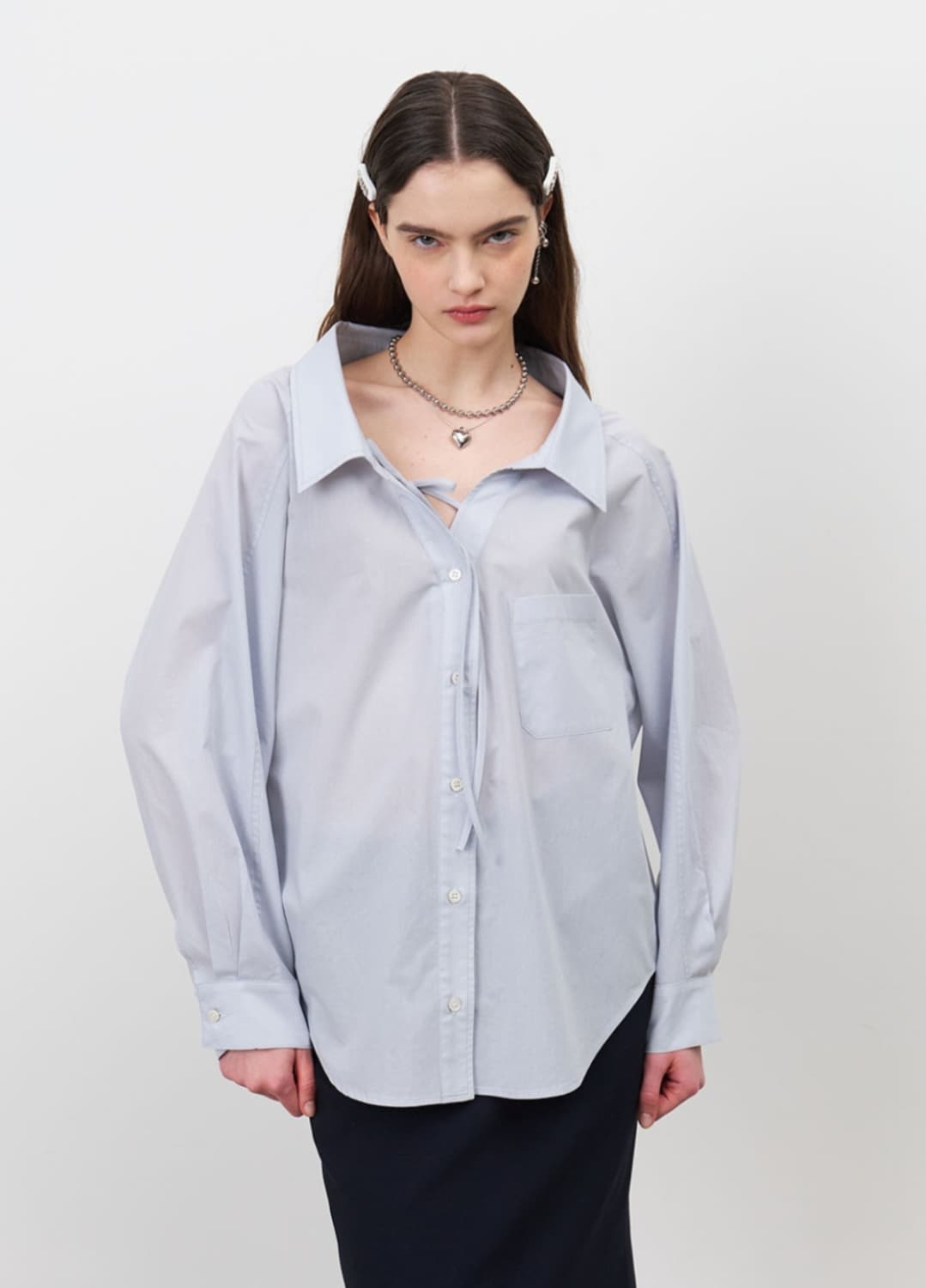 마론에디션 블루 스트링 오버사이즈 셔츠 상품이미지3