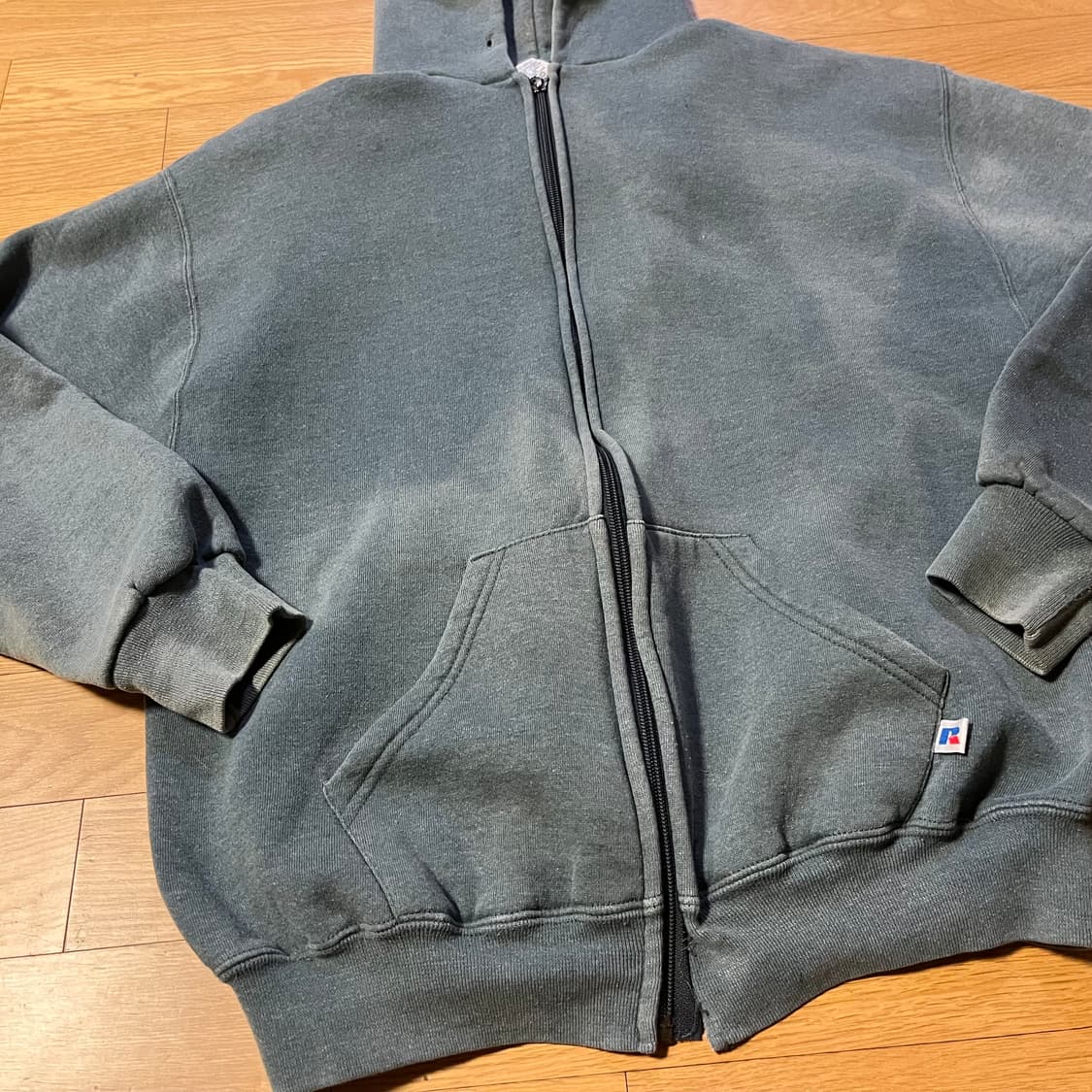 [L] 90s 빈티지 러셀 후드집업 썬페이드 그레이 상품이미지2