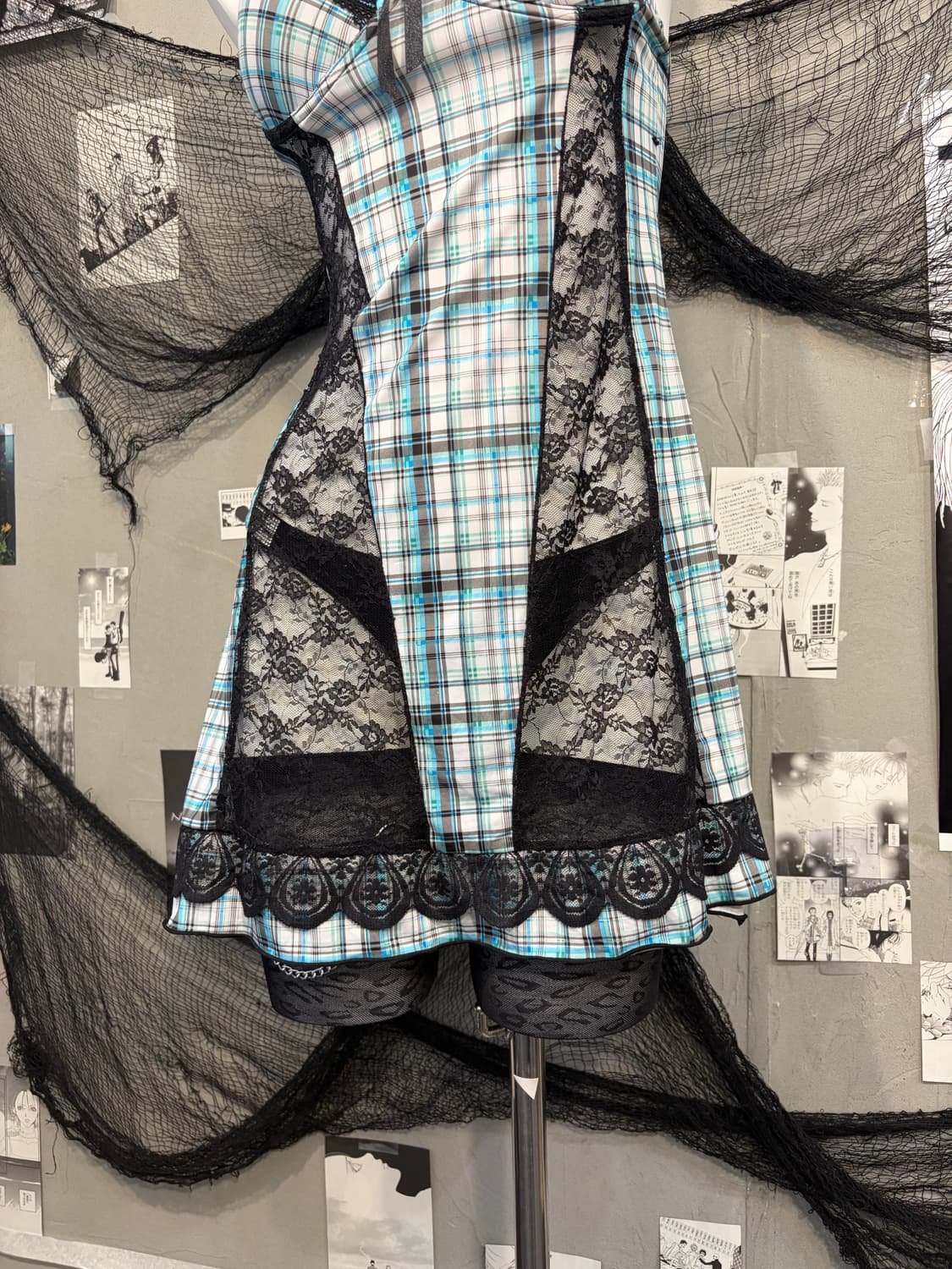 Gothic check lace sheer slip one-piece 상품이미지8