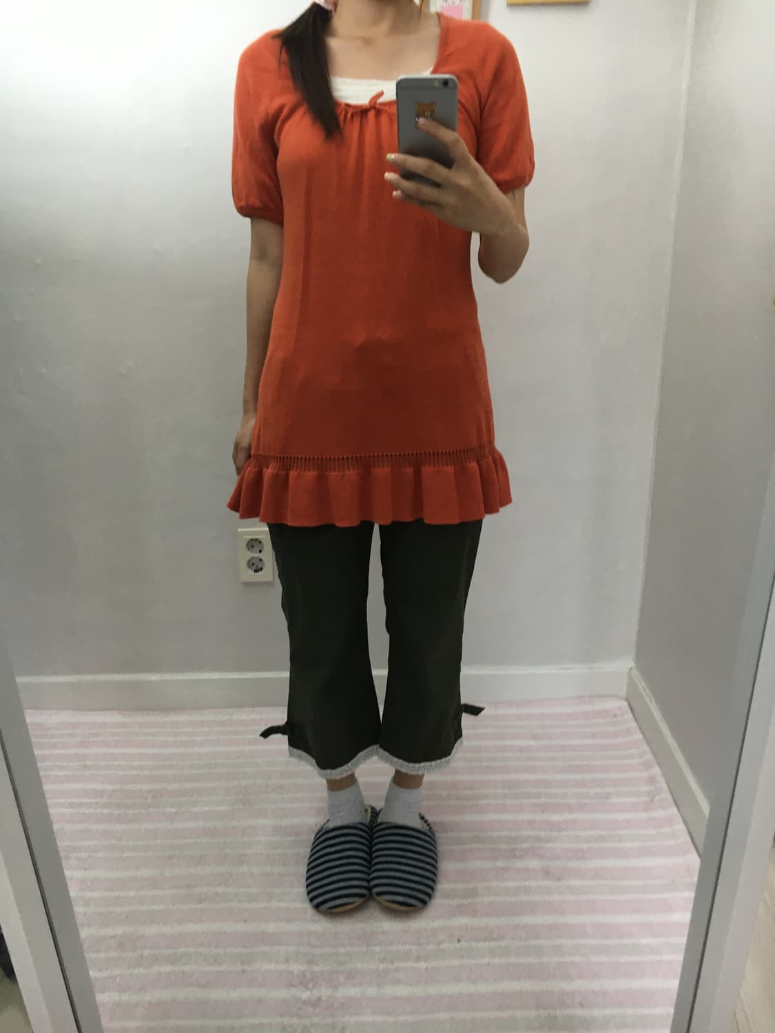 오렌지 반소매 니트 탑 상품이미지7