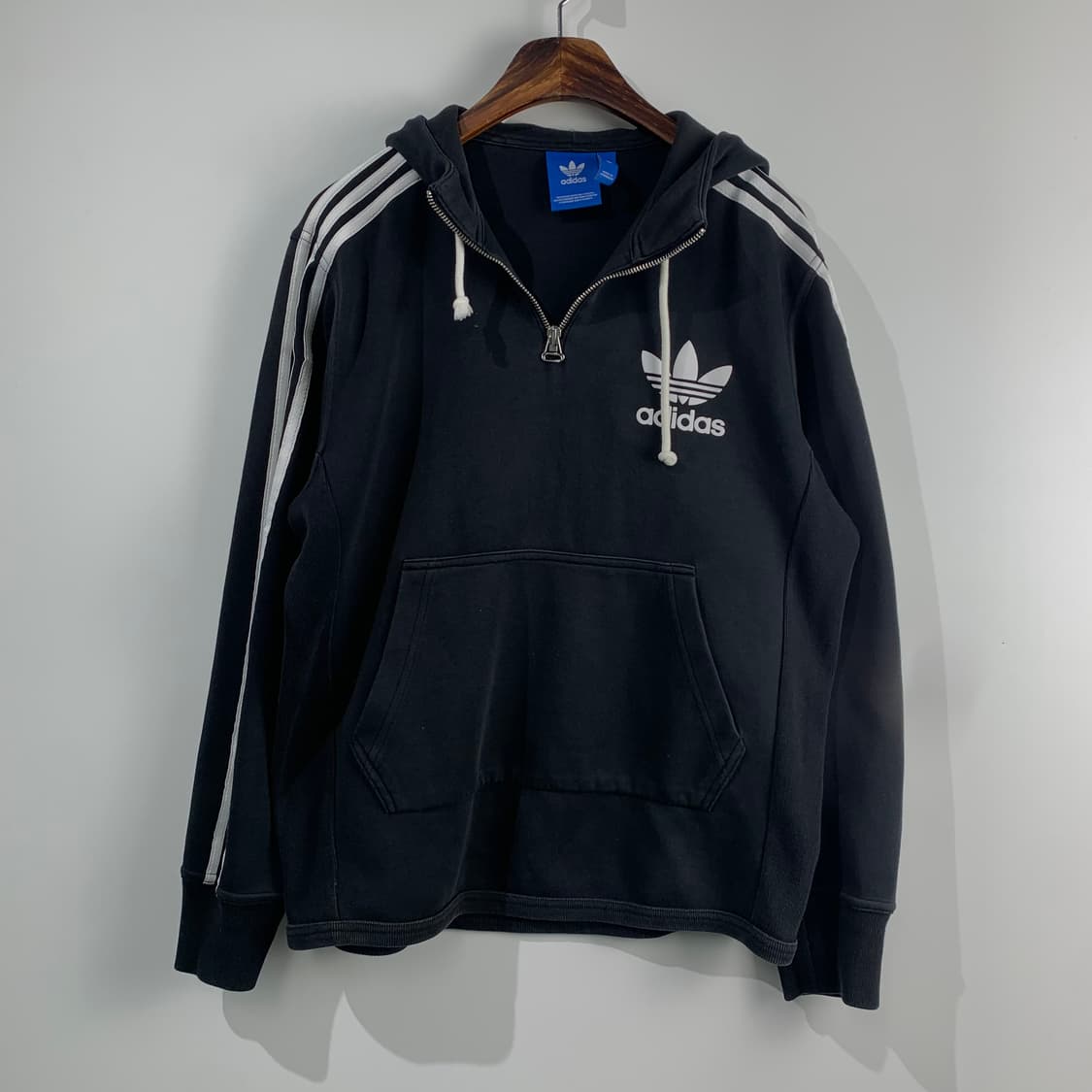 아디다스 트레포일 블랙 반집업 후드티 상품이미지2