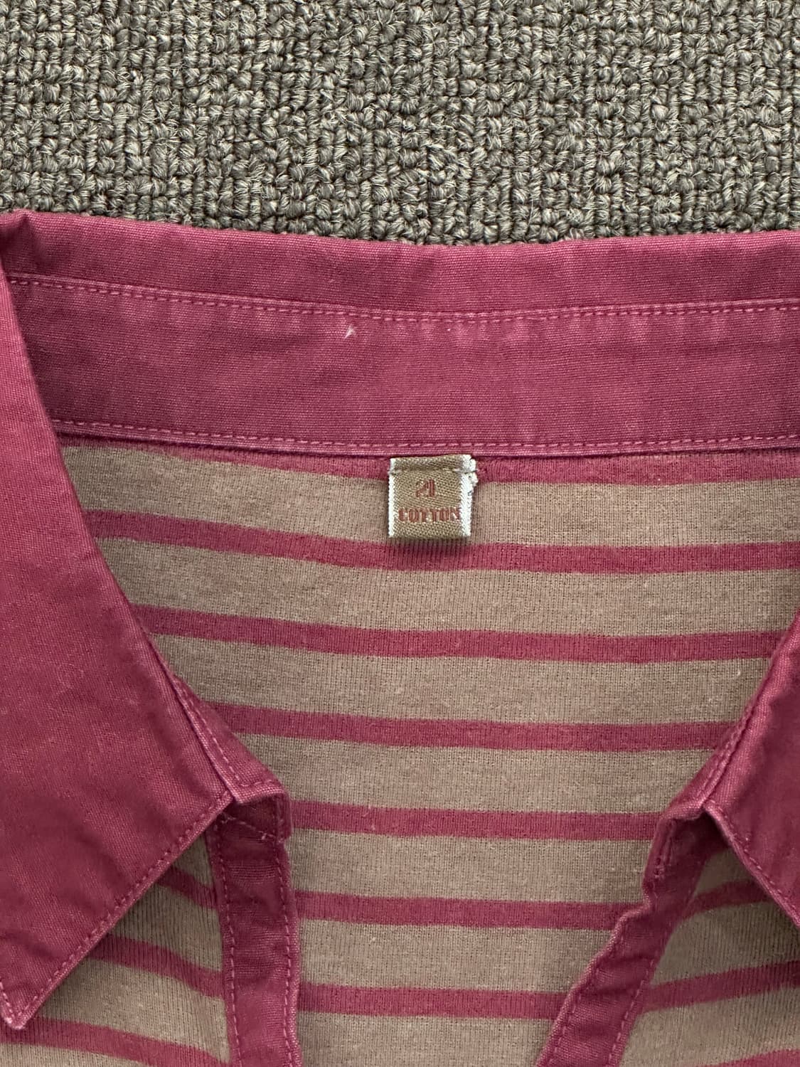 XL)Japanese vintage 여성 배색 스트라이프 폴로 롱슬리브 상품이미지3