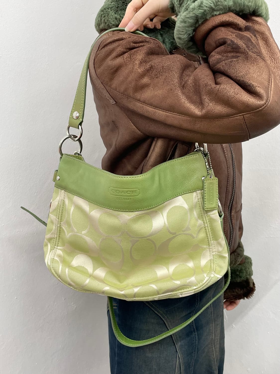 코치 페어리 연두 자카드 숄더백 상품이미지6