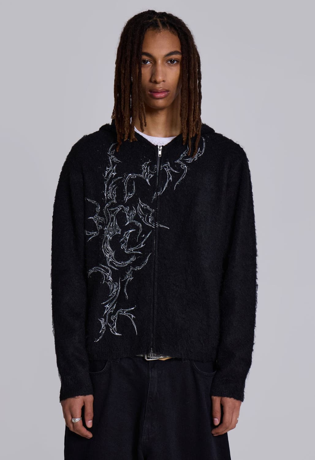 제이디드 런던 스크래치 모헤어 후드 집업 블랙 상품이미지5