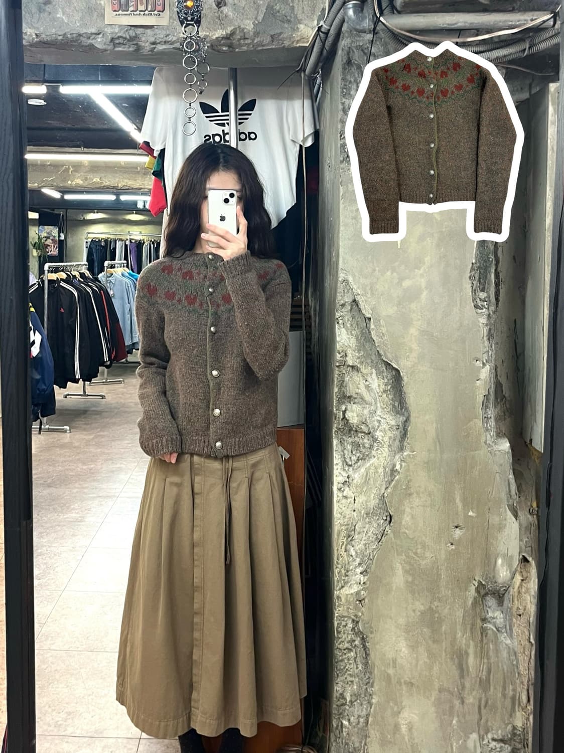 빈티지 패턴 가디건 브라운 #csz2570 상품이미지1