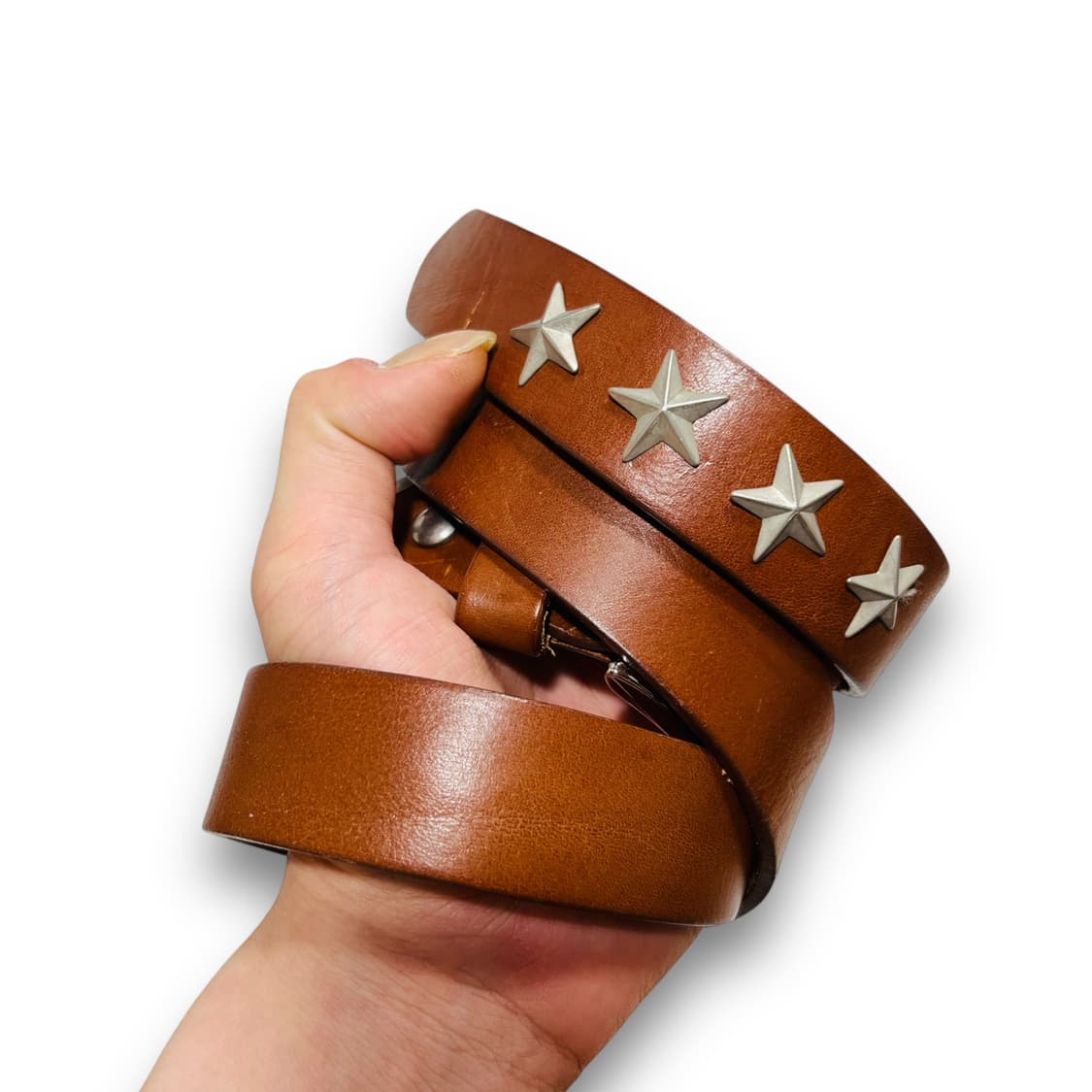 Western Brown Leather Star Stud Belt 상품이미지5
